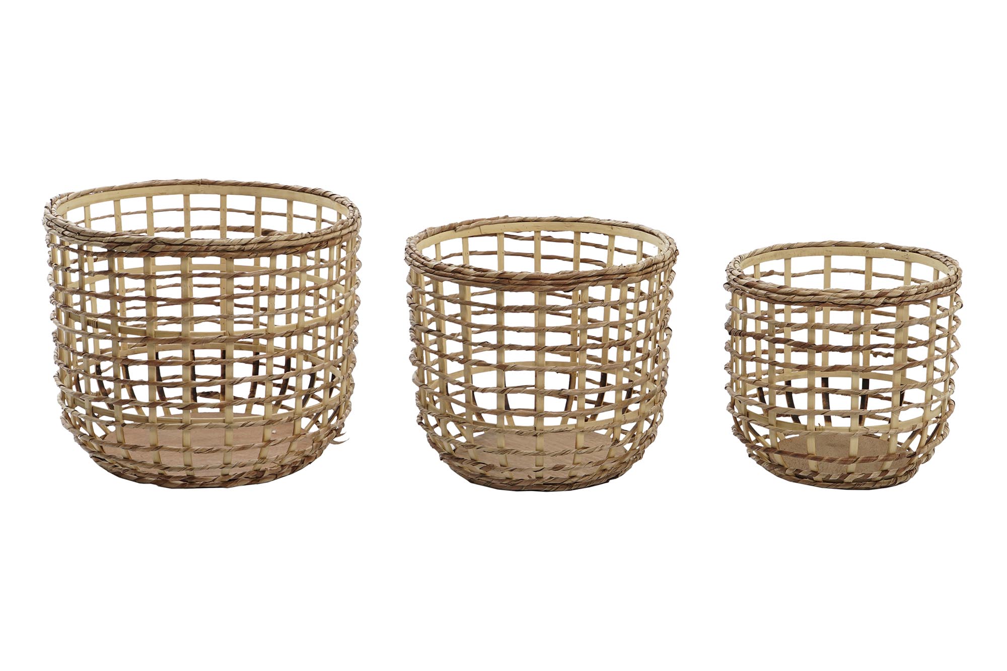 CESTA SET 3 FIBRA MAIZ 39X39X32 NATURAL MARRON