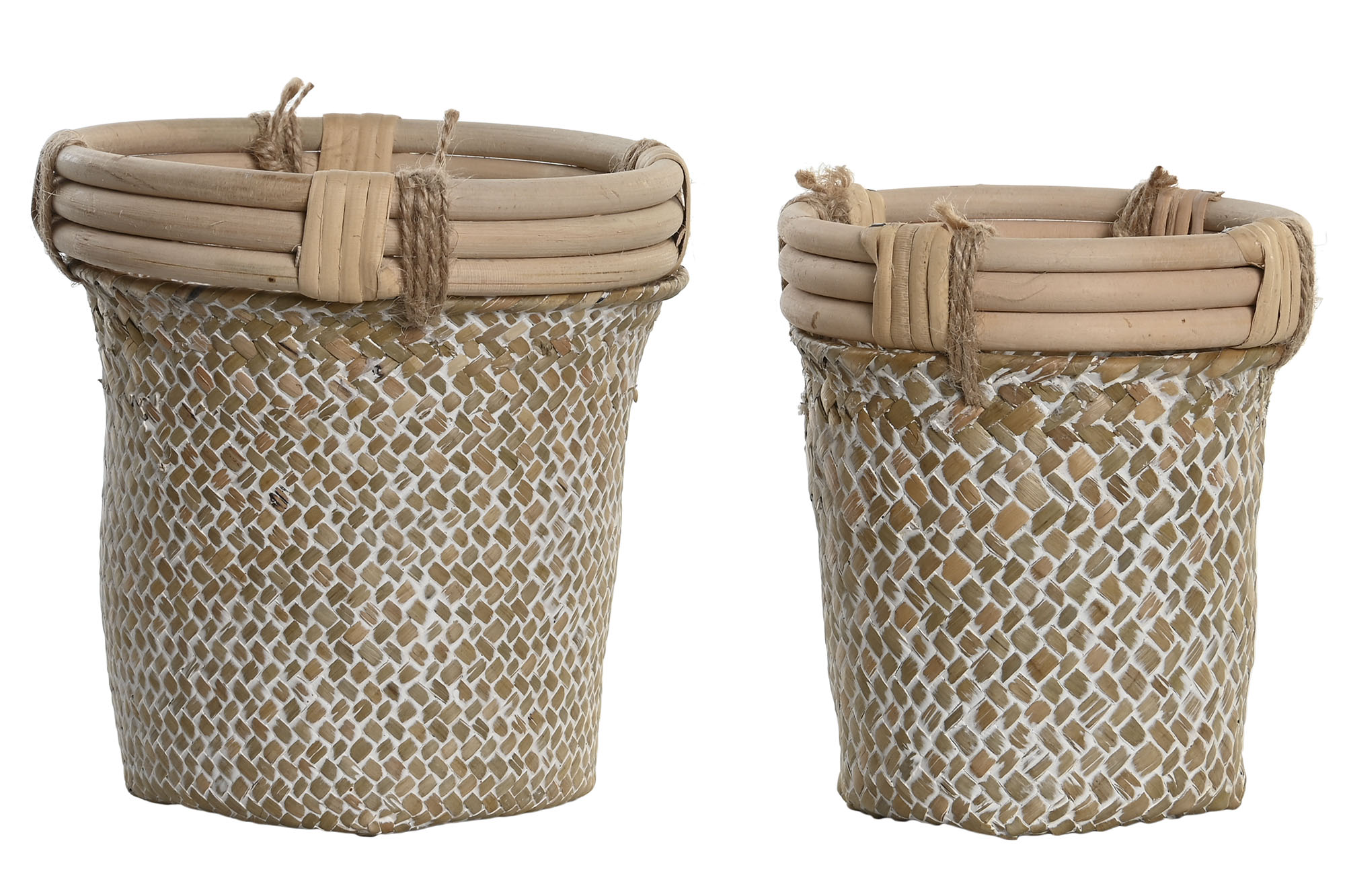 CESTA SET 2 RATAN PAJA 16X16X16 DECAPE NATURAL