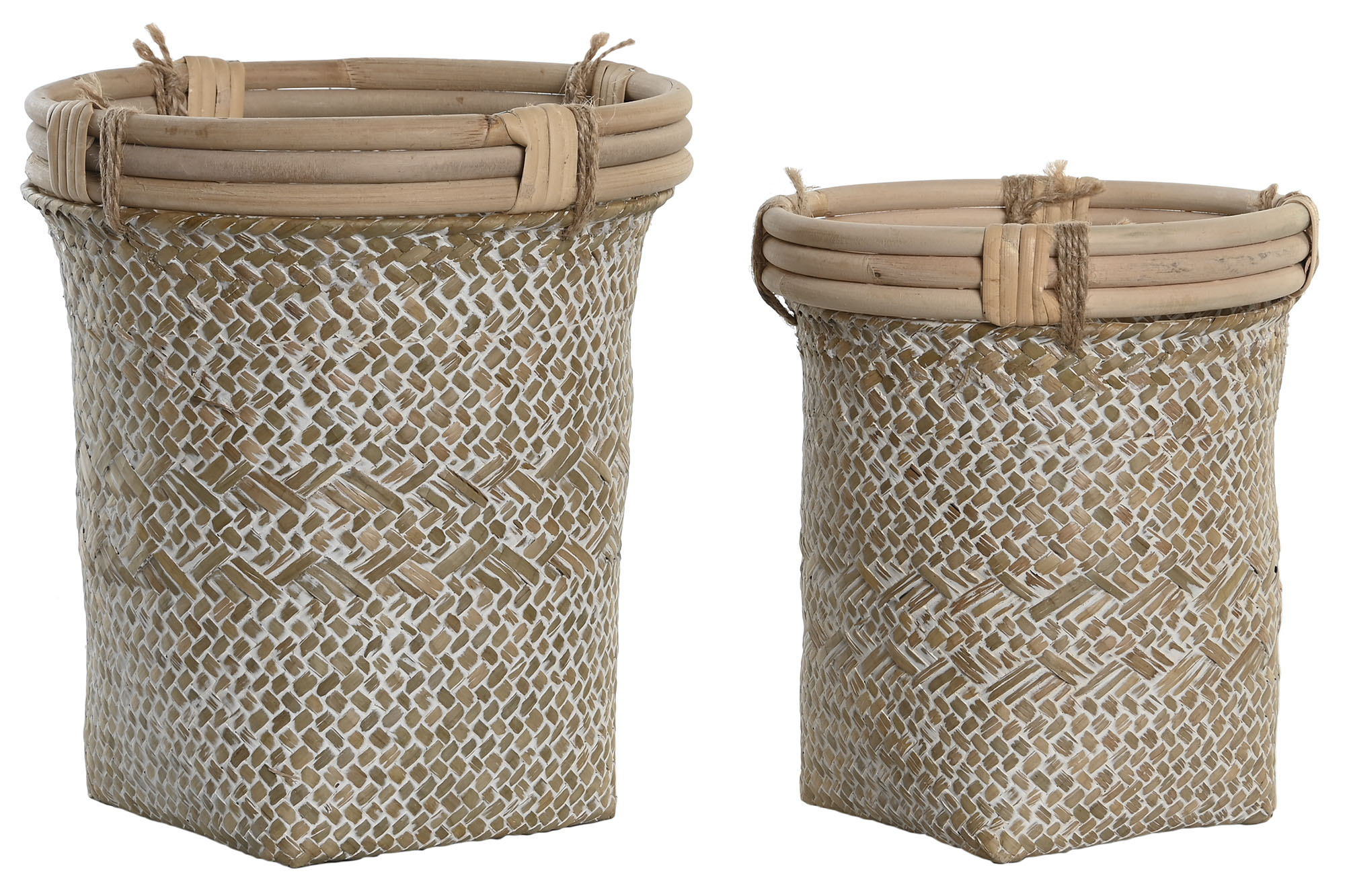 CESTA SET 2 RATAN PAJA 20X20X24 DECAPE NATURAL