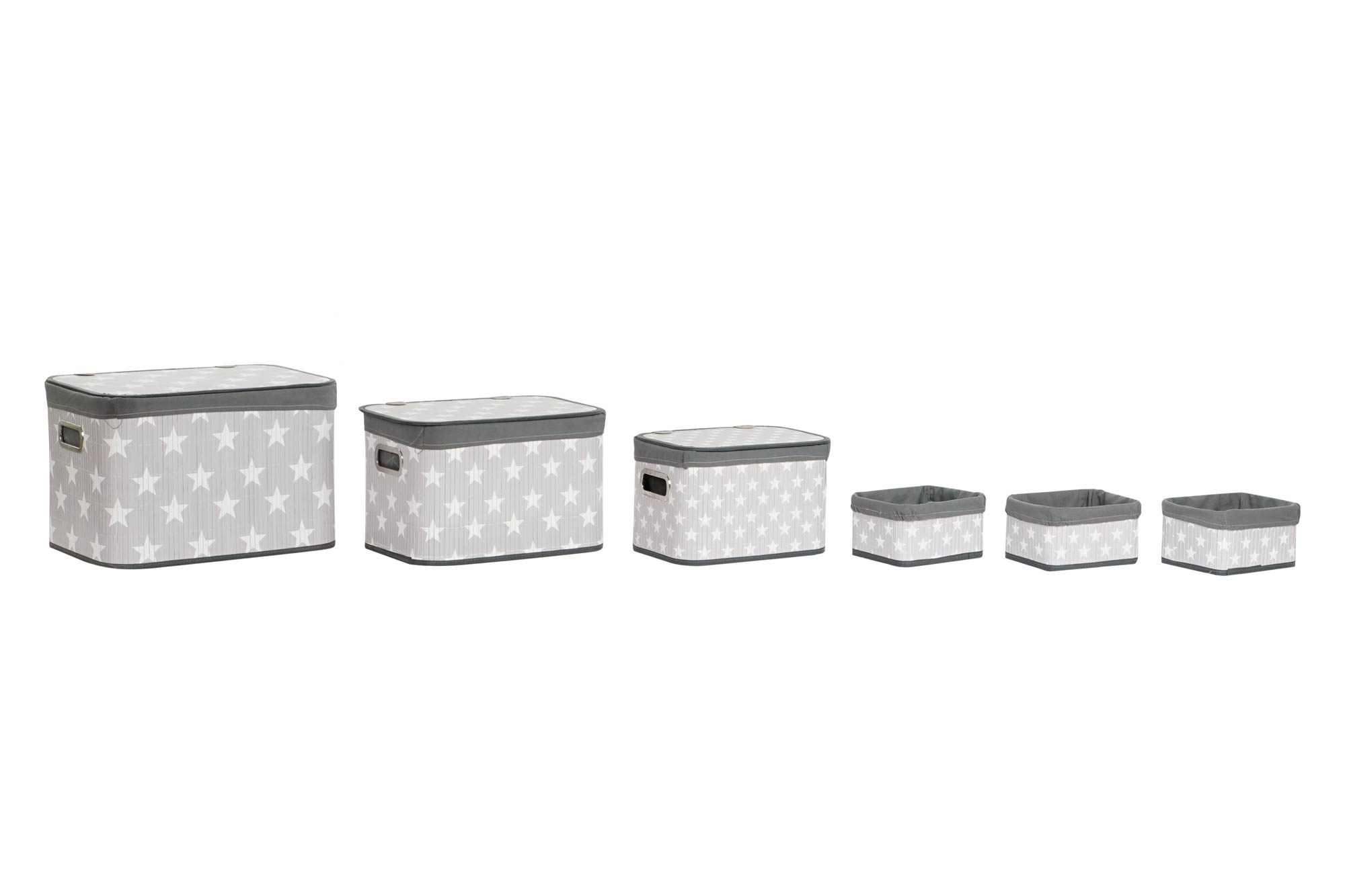 CESTA SET 6 BAMBU POLIESTER 51X35X33 ESTRELLAS