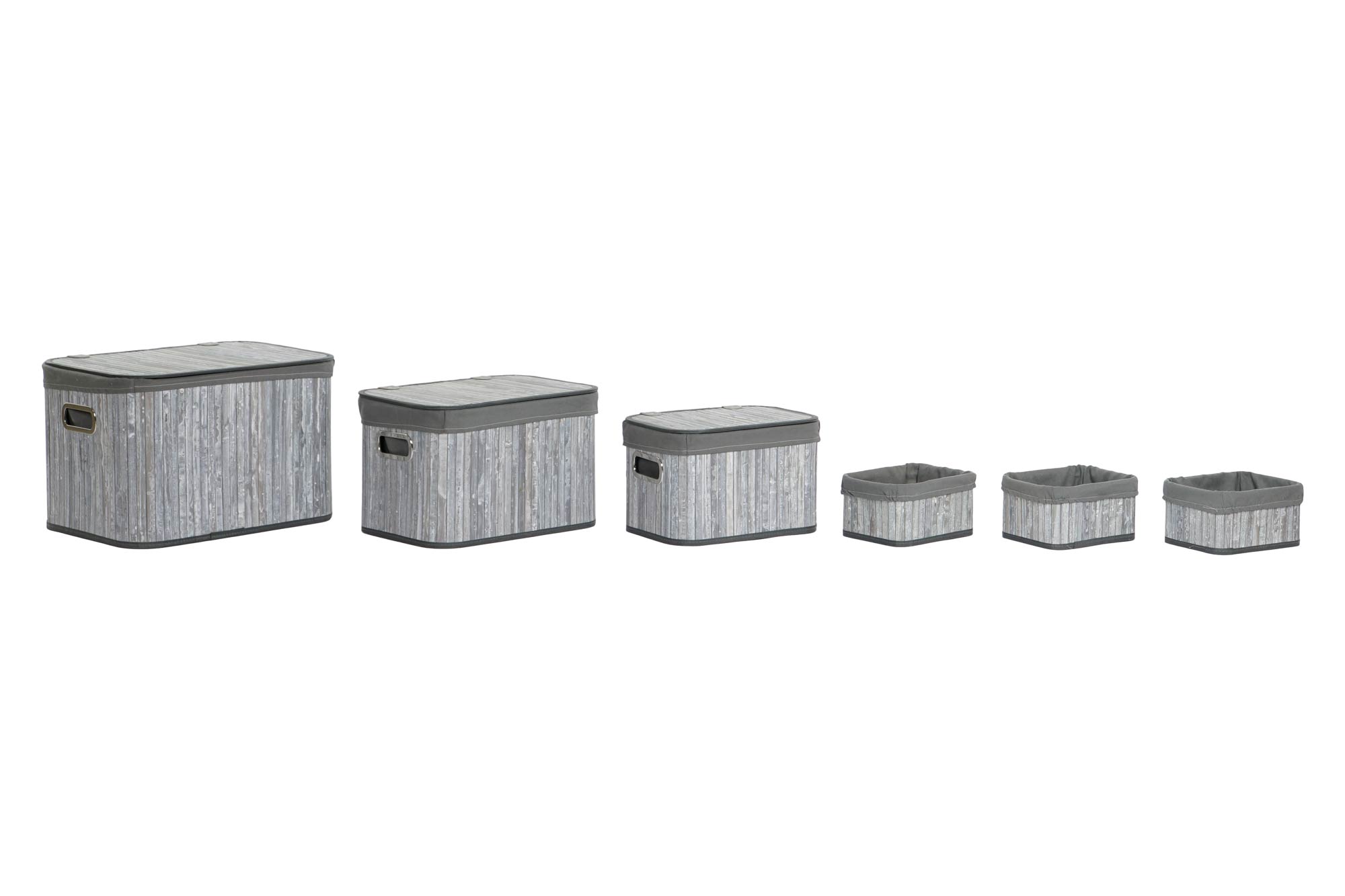 CESTA SET 6 BAMBU POLIESTER 51X35X33 GRIS