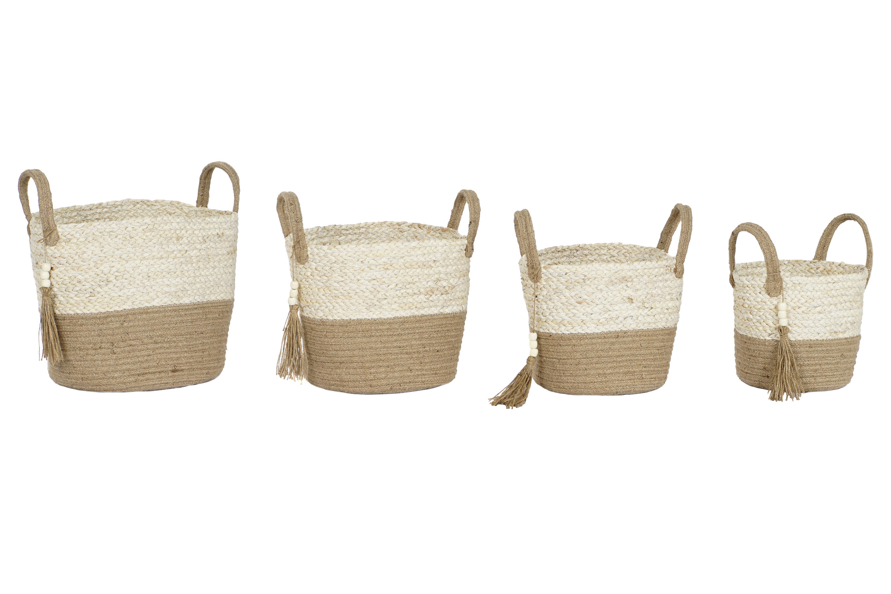 CESTA SET 4 MAIZ TRENZADO YUTE 40X40X41 CON ASAS