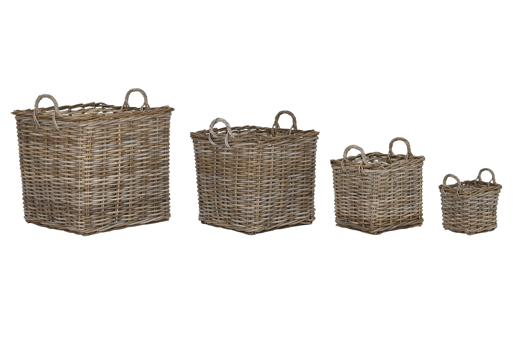 CESTA SET 4 MIMBRE 52X50X60 CON ASA GRIS CLARO
