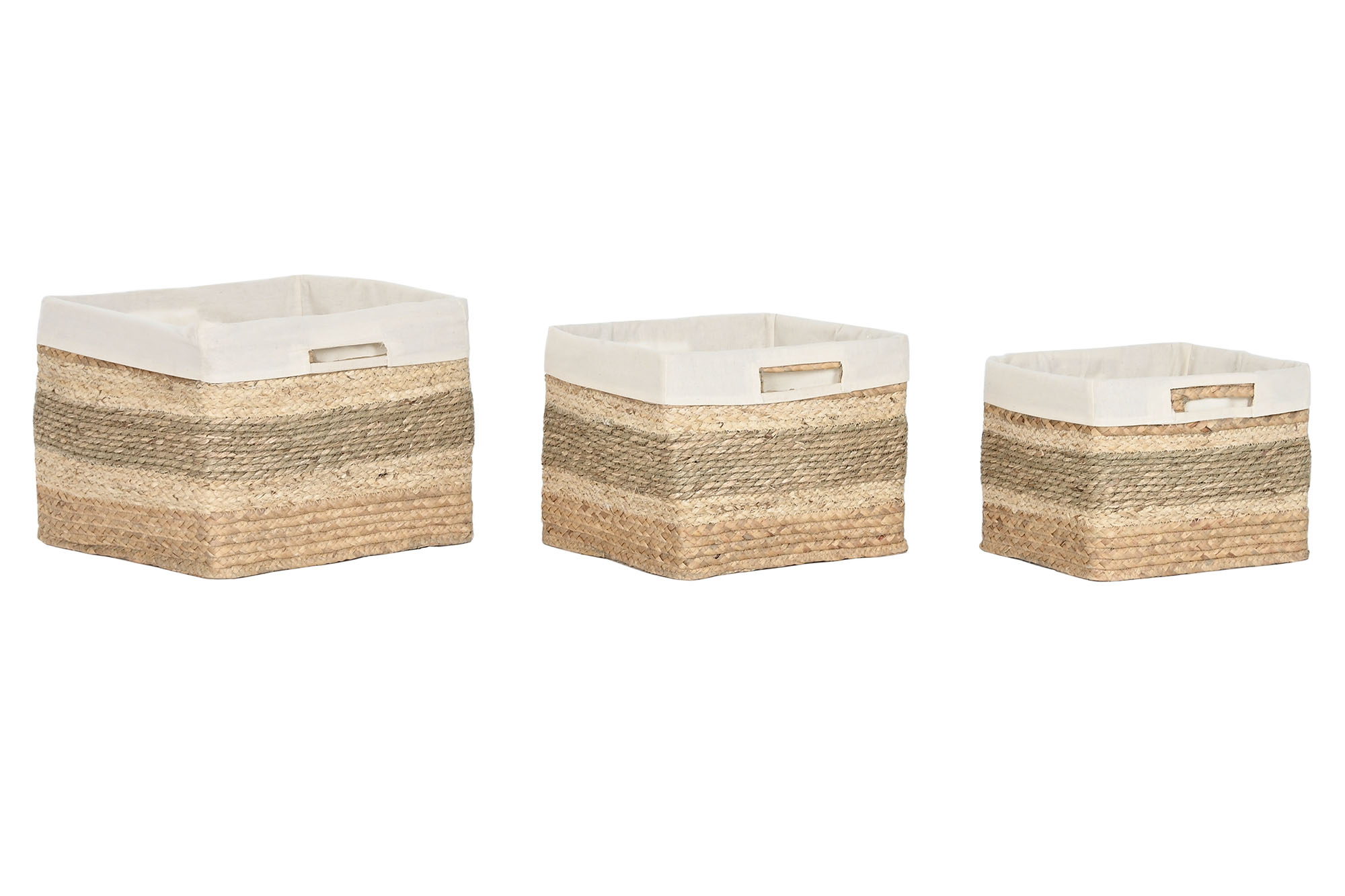 CESTA SET 3 SEAGRASS TELA 40X33X28 NATURAL