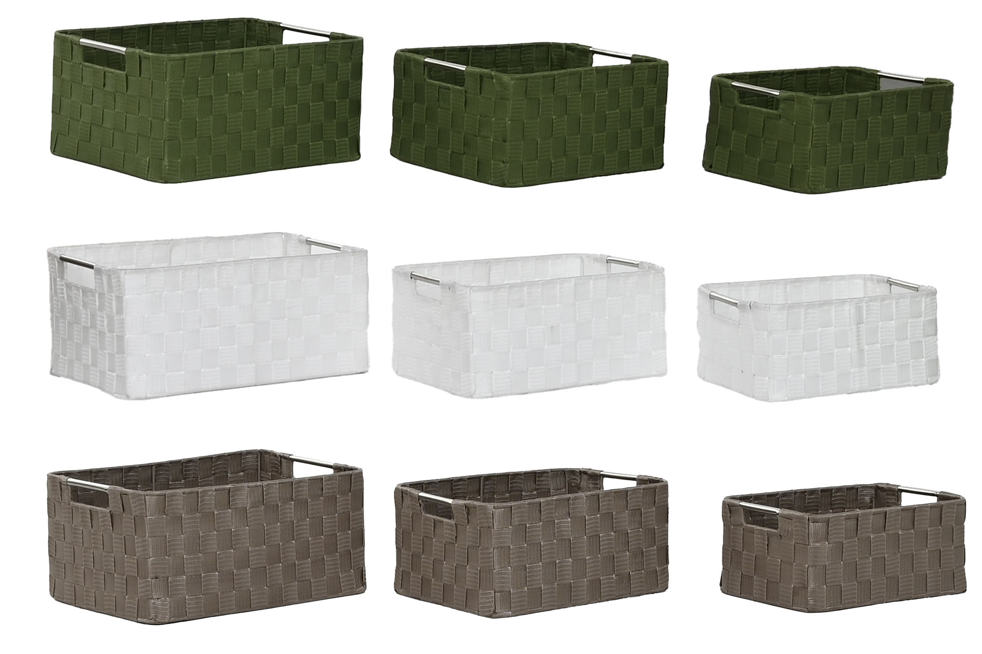 CESTA SET 3 PP METAL 38X28X17 BRILLANTE 3 SURT.