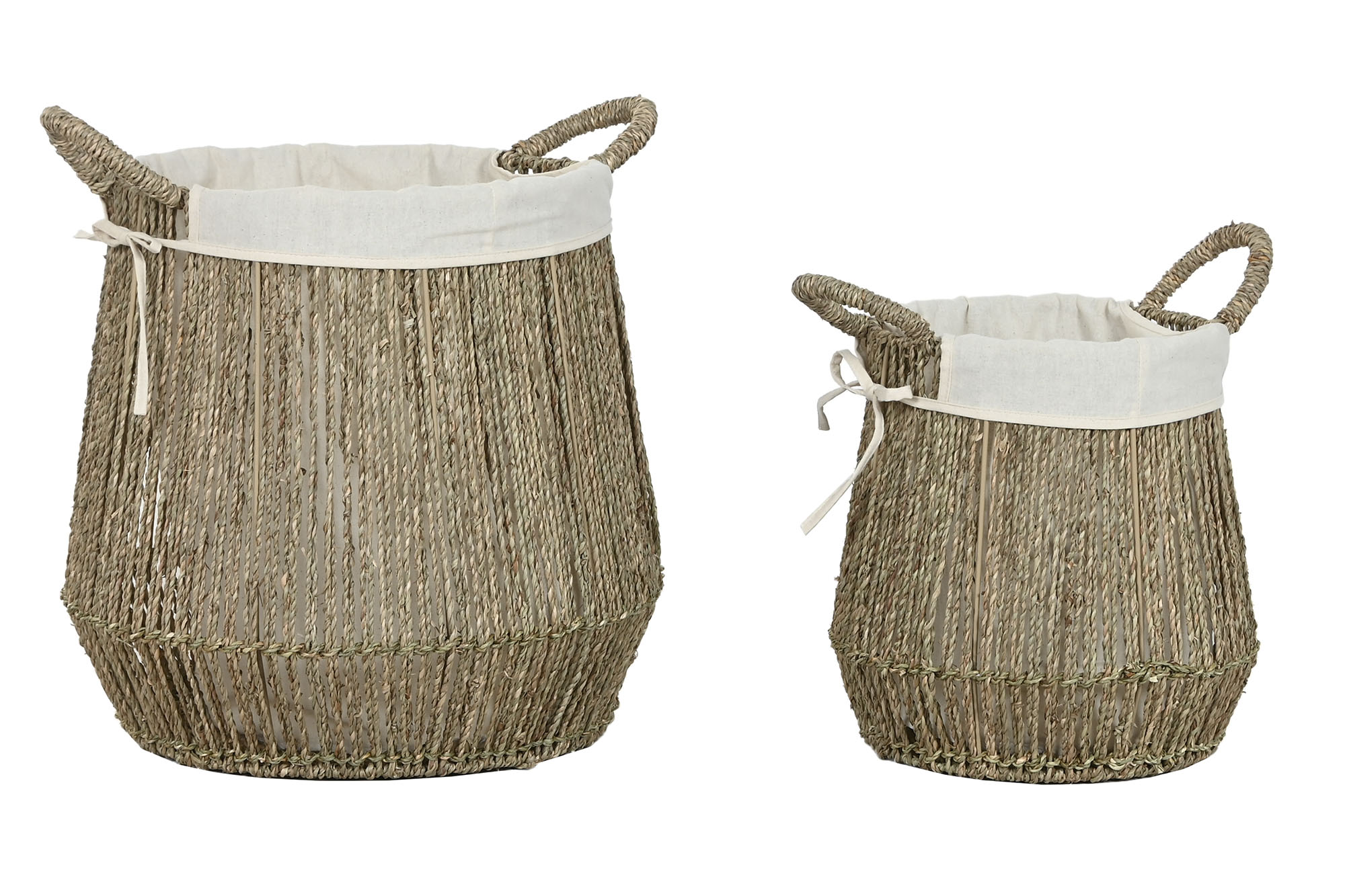 CESTA ROPA SET 2 SEAGRASS ALGODON 43X43X48 NATURAL