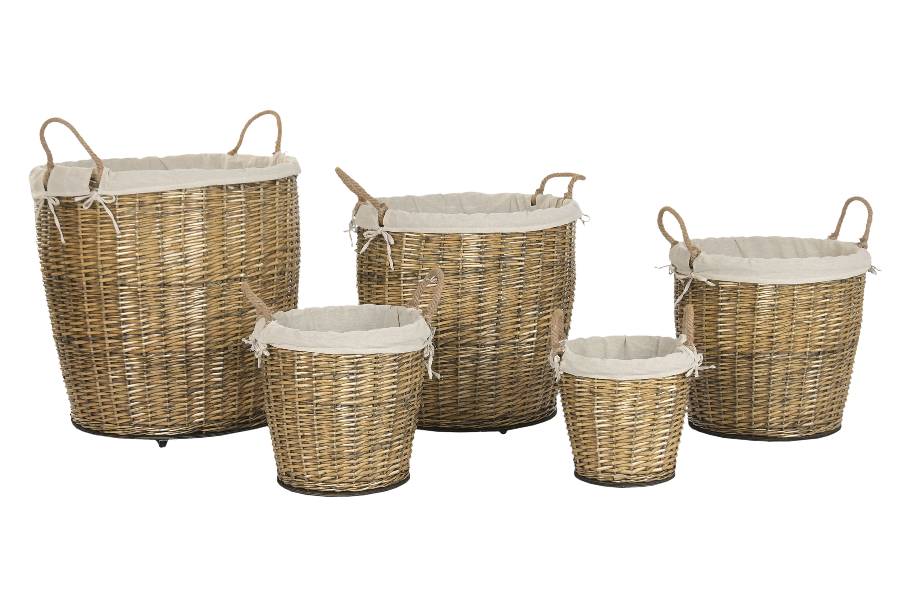 CESTA SET 5 MIMBRE ALGODON 75X75X75 RUEDAS Y ASAS