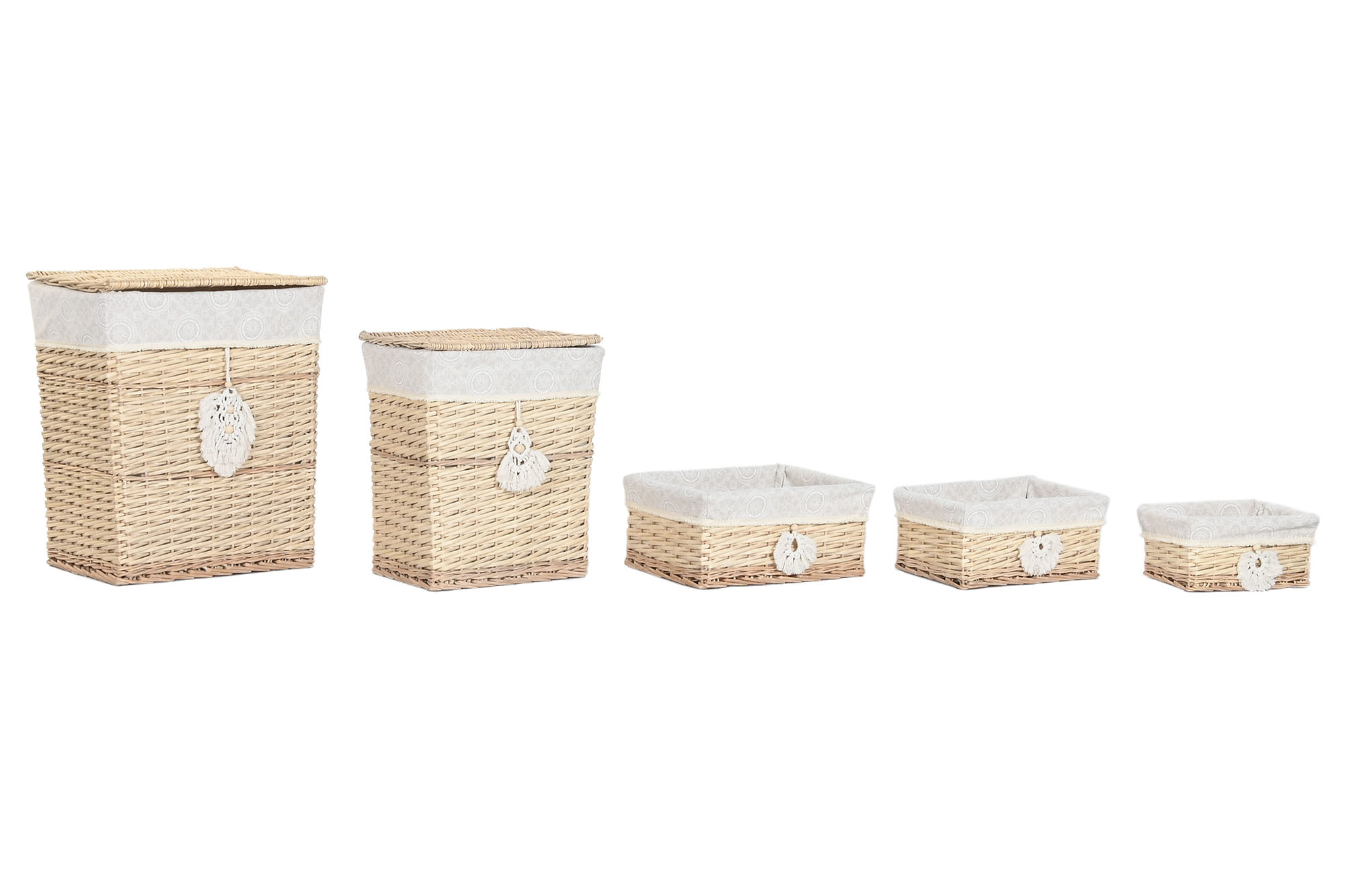 CESTA ROPA SET 5 MIMBRE POLIESTER 47X35X55 NATURAL