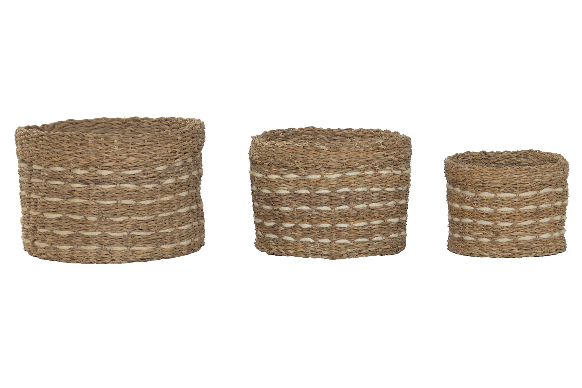 CESTA SET 3 SEAGRASS YUTE 45X45X30 NATURAL
