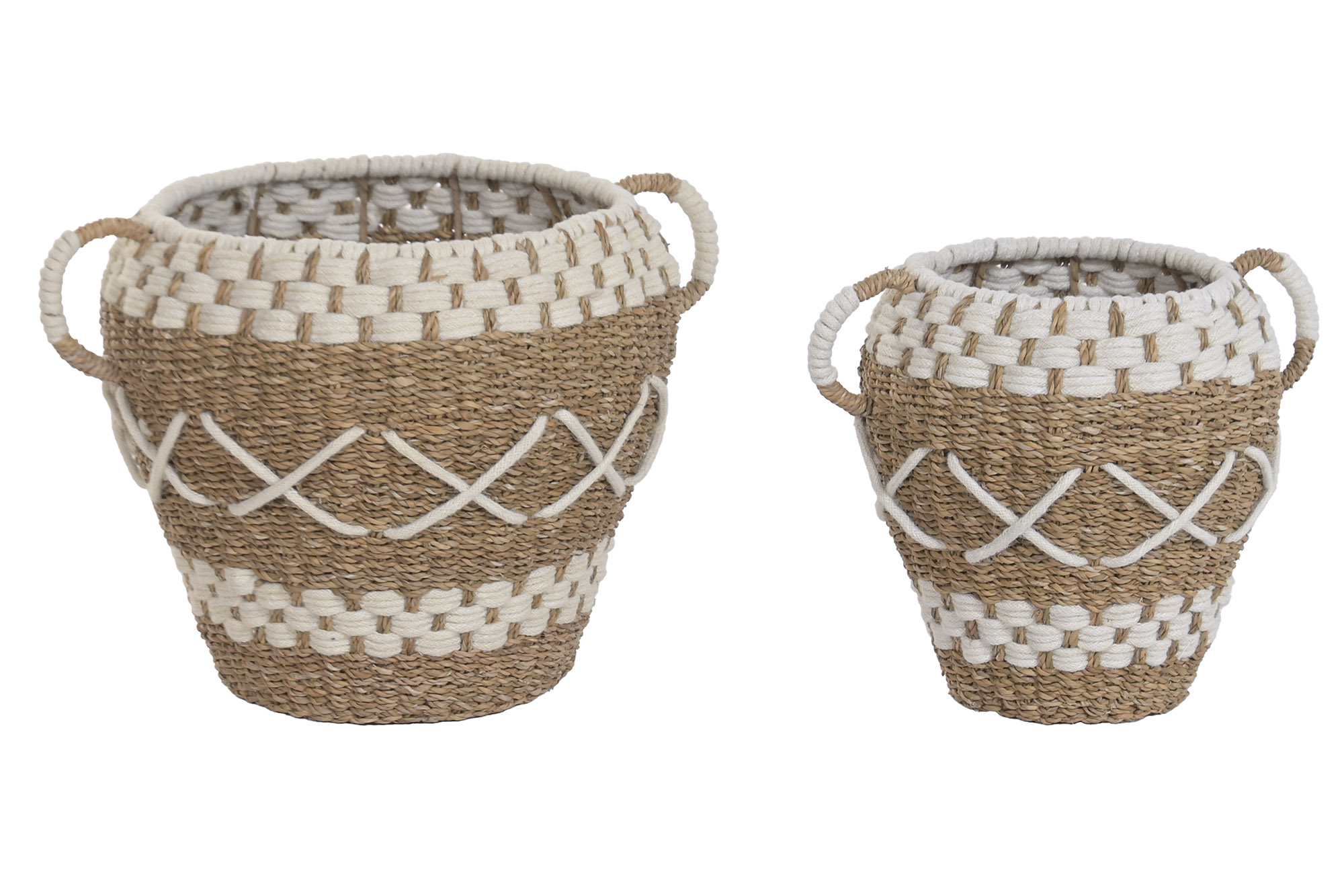 CESTA SET 2 SEAGRASS YUTE 45X45X38 NATURAL