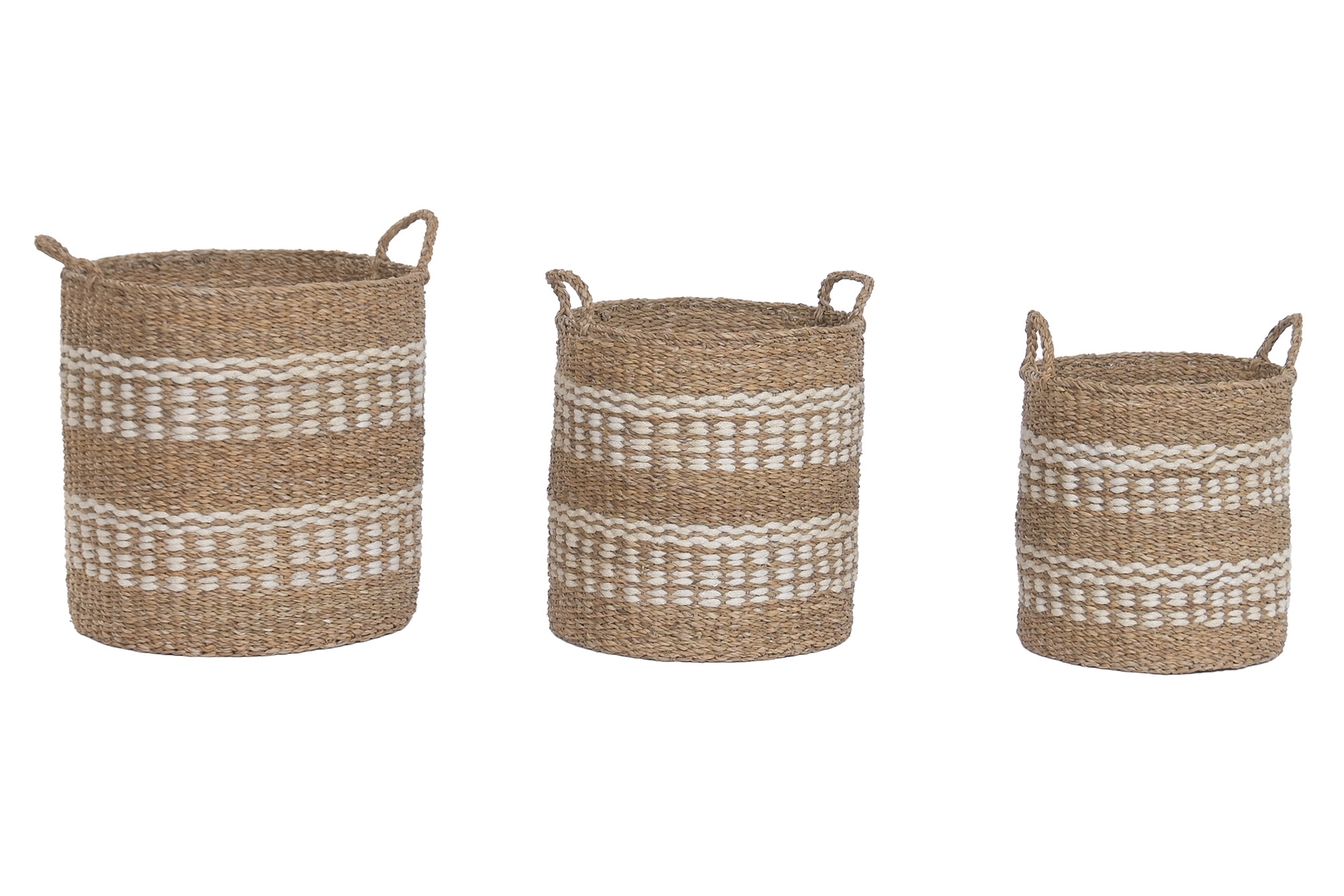 CESTA SET 3 SEAGRASS YUTE 45X45X45 NATURAL