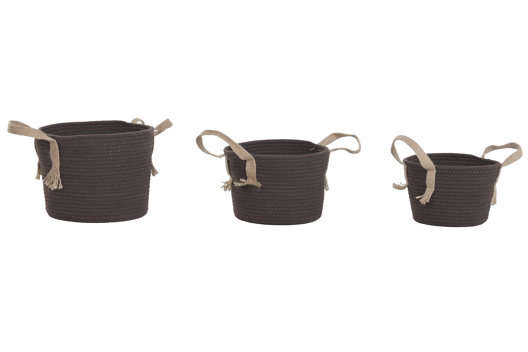 CESTA SET 3 ALGODON FIBRA 30X30X22 MARRON OSCURO