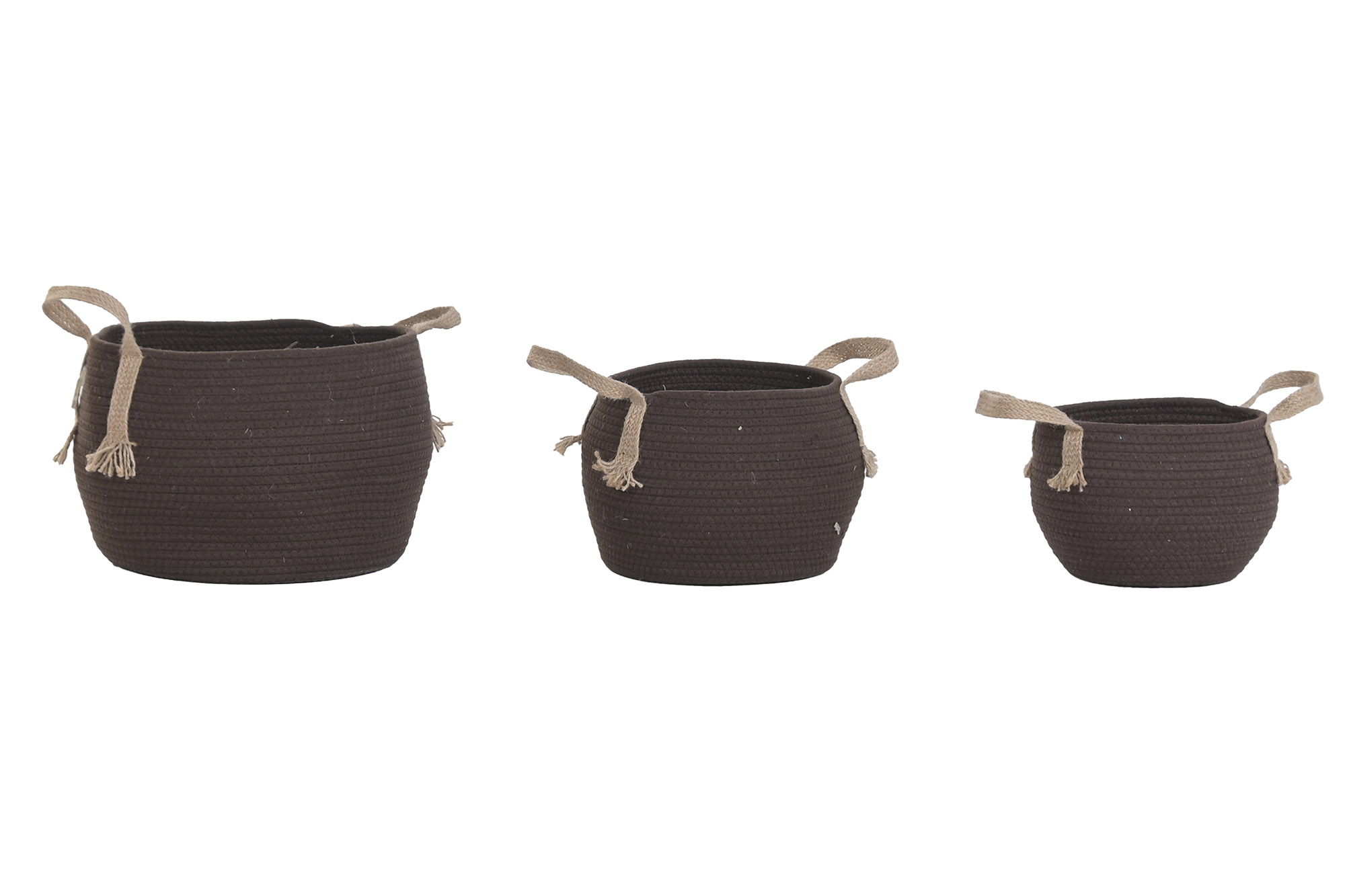 CESTA SET 3 ALGODON FIBRA 38X38X26 MARRON OSCURO