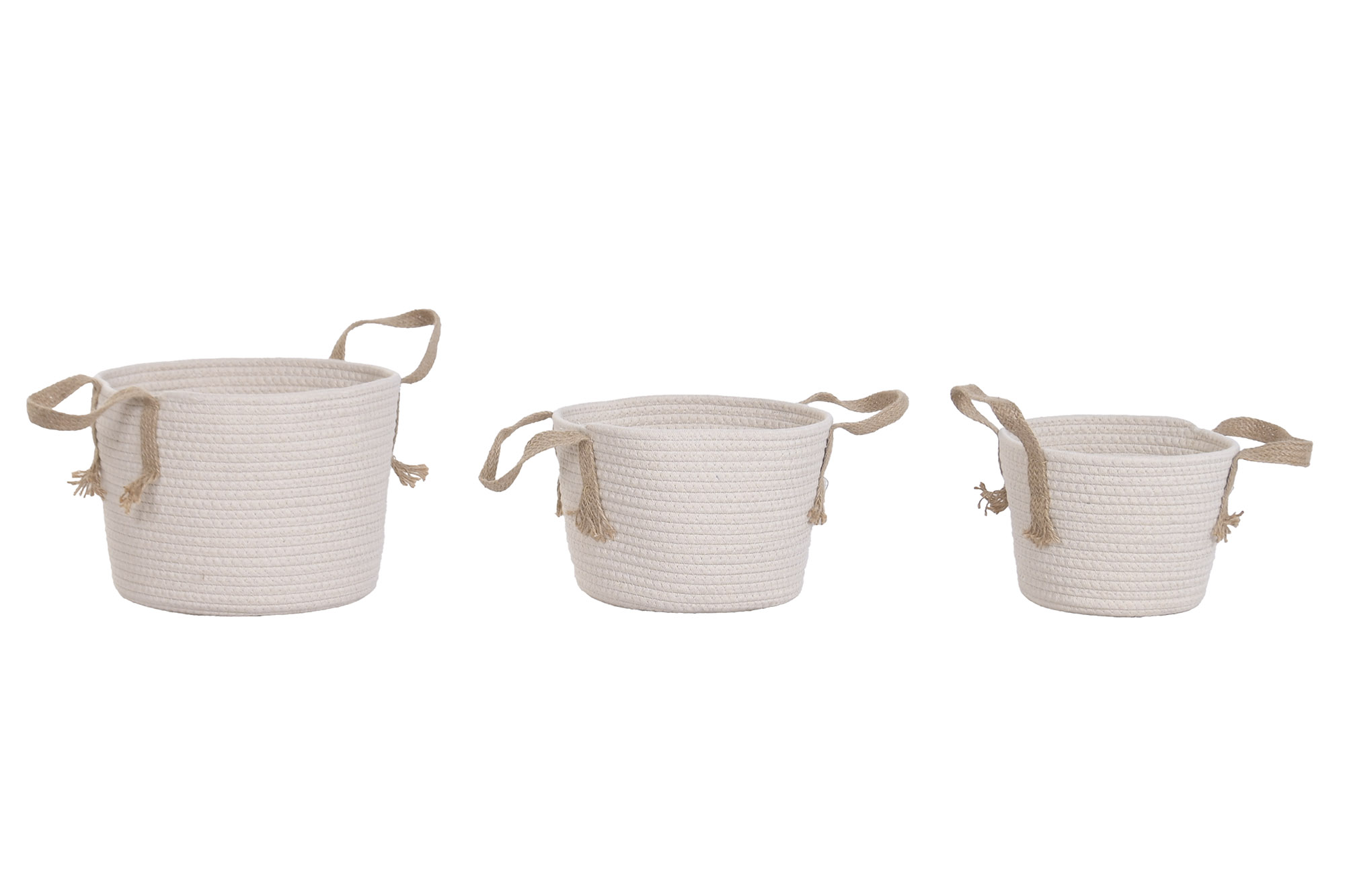 CESTA SET 3 ALGODON FIBRA 30X30X22 CREMA