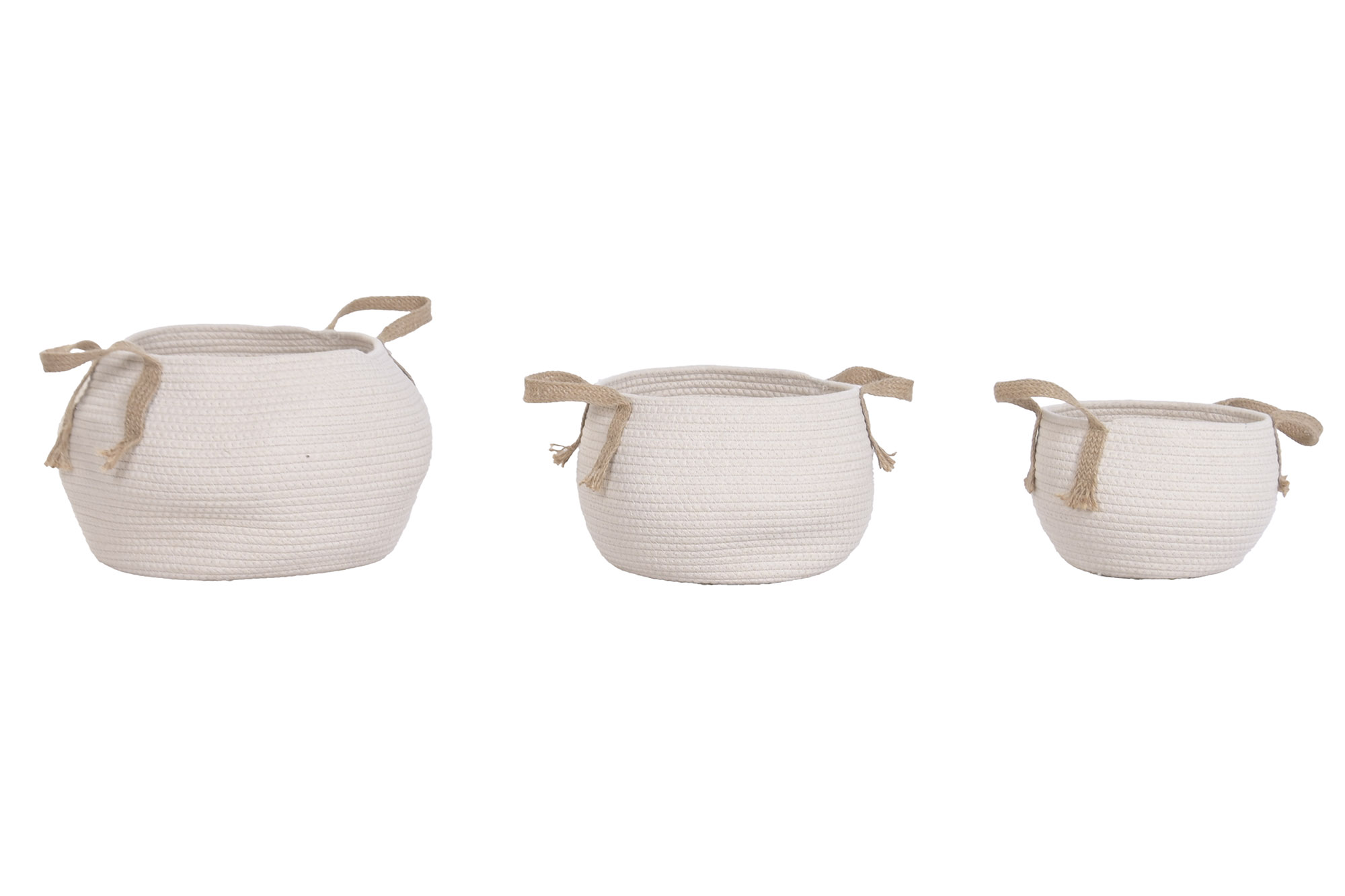 CESTA SET 3 ALGODON FIBRA 38X38X26 CREMA