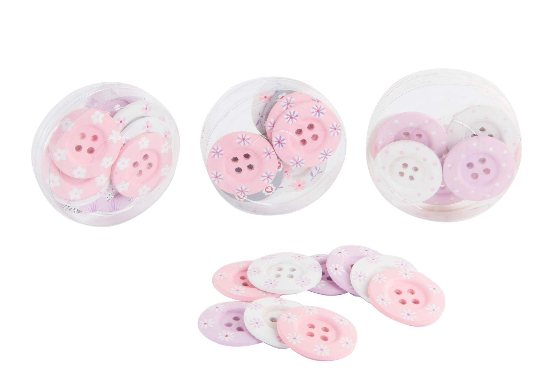 DECORACION SET 9 MADERA 4CM BOTON 4 SURT.