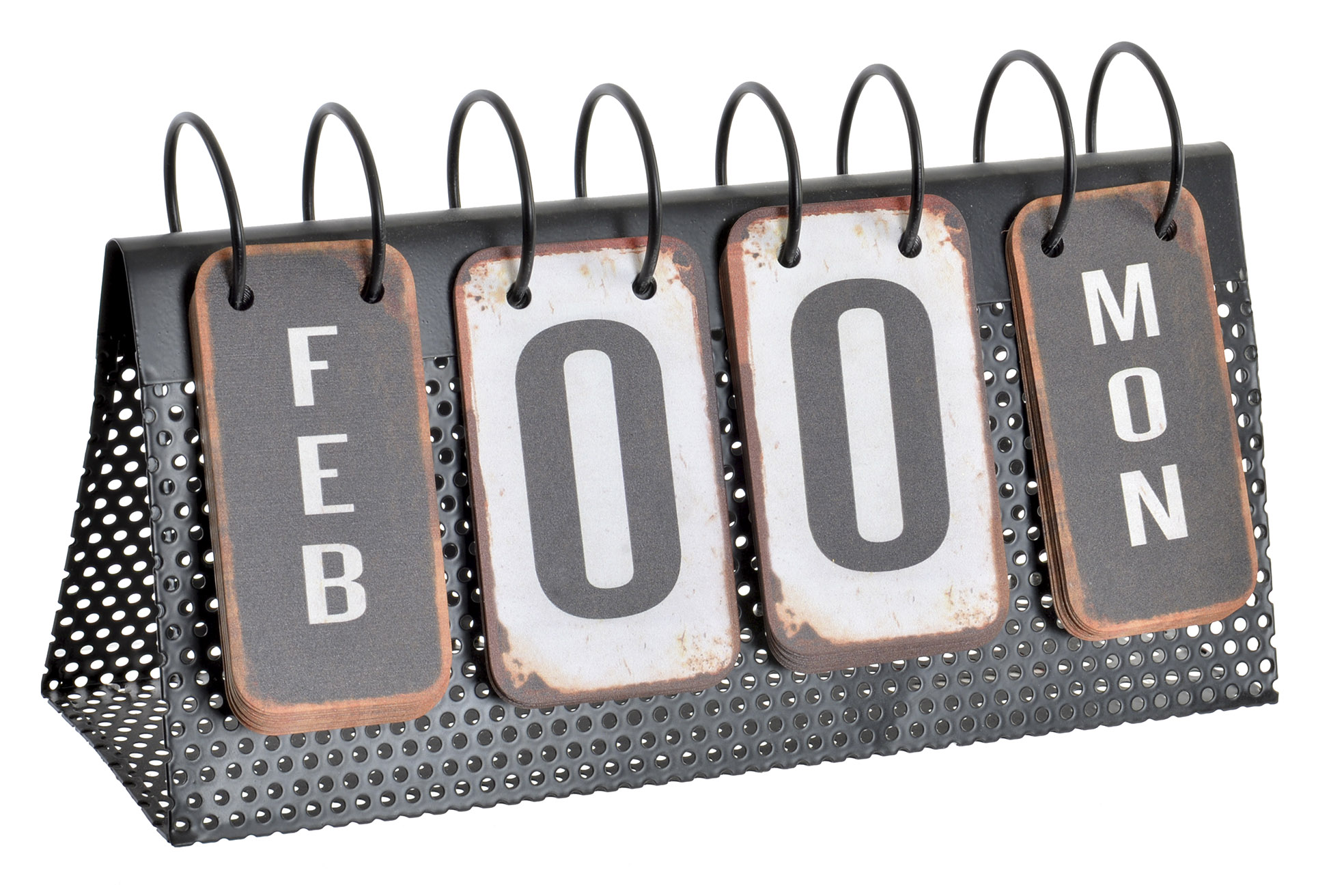 CALENDARIO METAL 34X13X21 ENVEJECIDO NEGRO