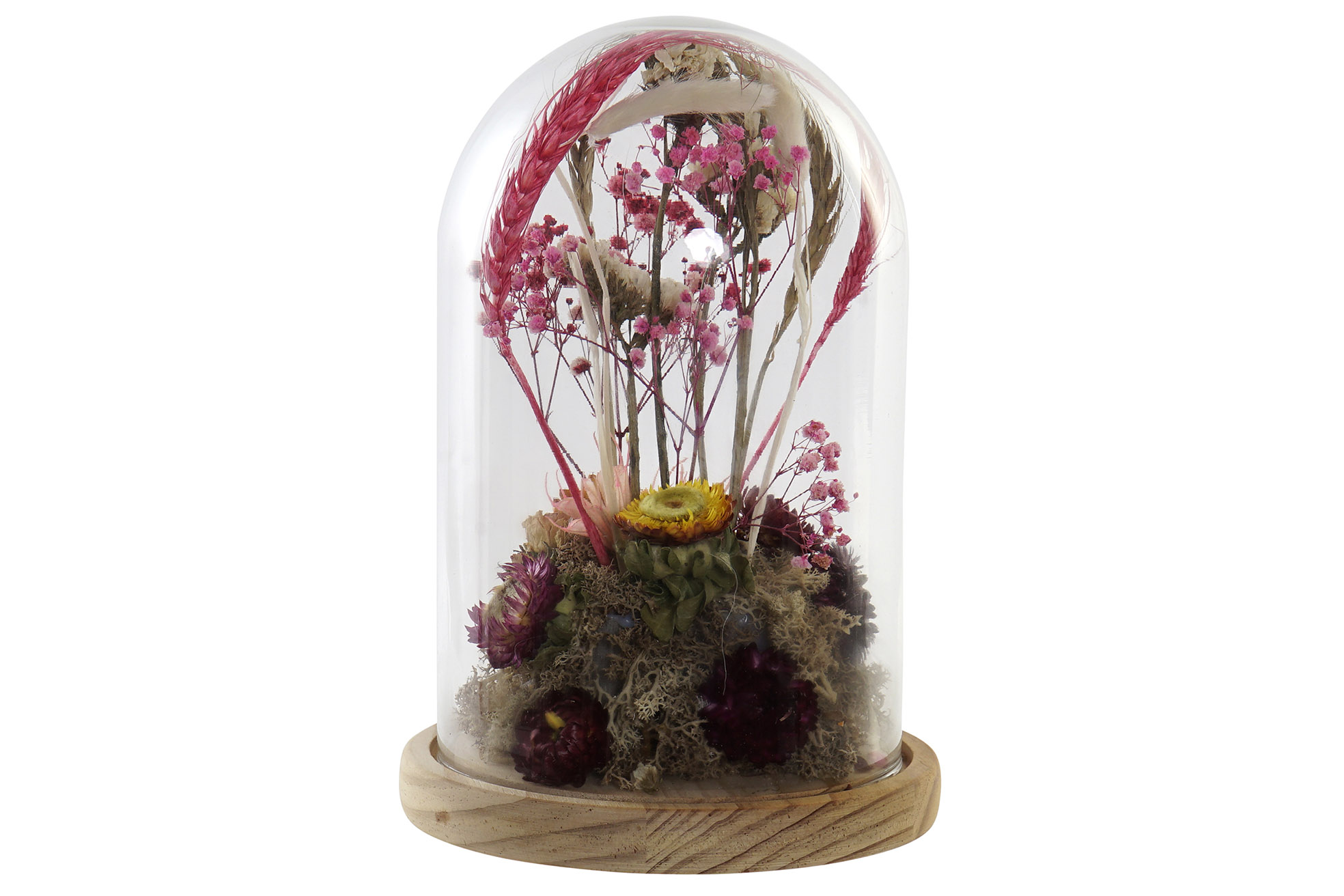 DECORACION FLOR SECA CRISTAL 17X17X26 FLORES