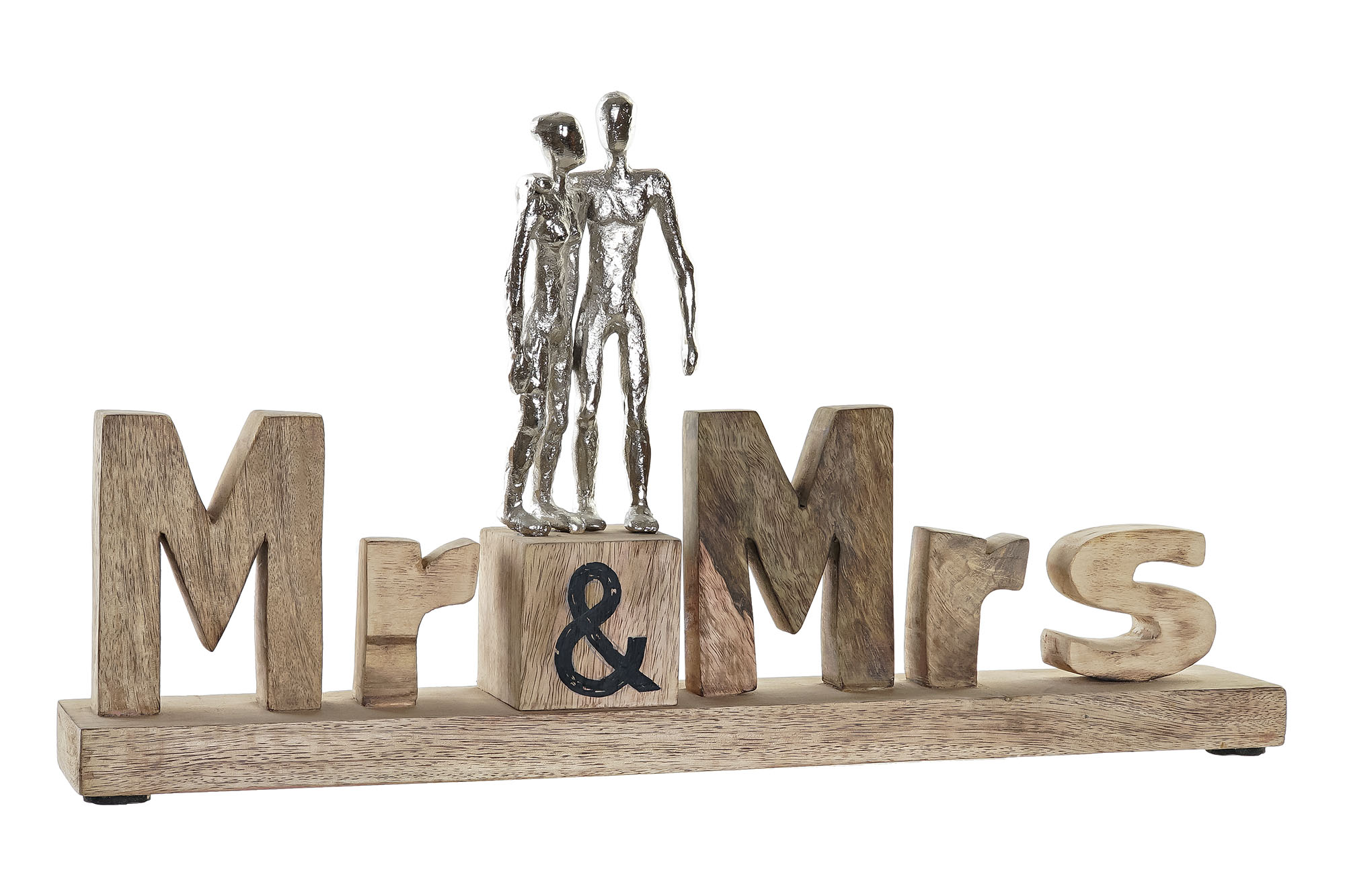 DECORACION MANGO ALUMINIO 51X7,5X28 MR & MRS