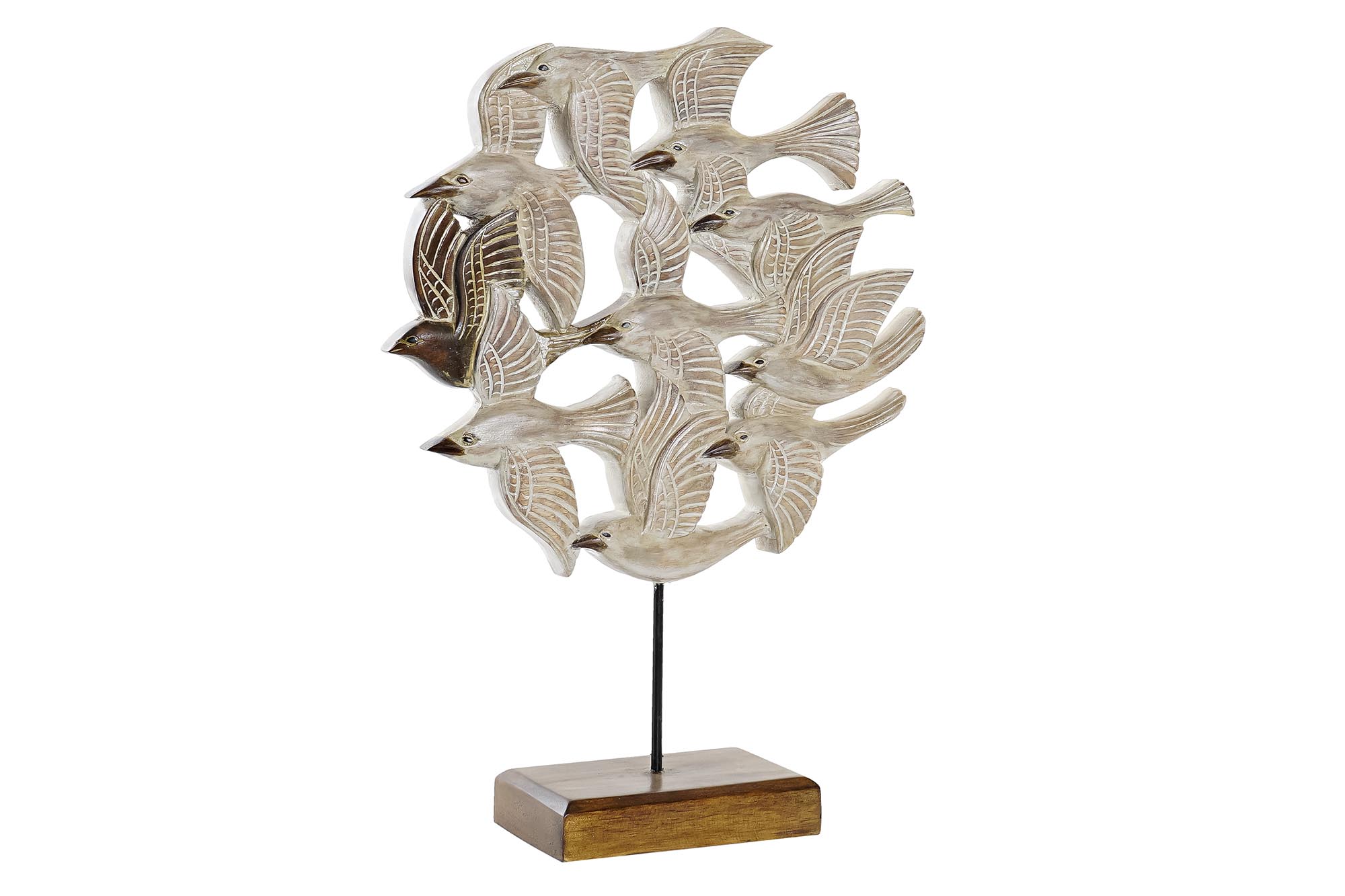 DECORACION ALBASIA HIERRO 38X11,5X54 PAJAROS BEIGE