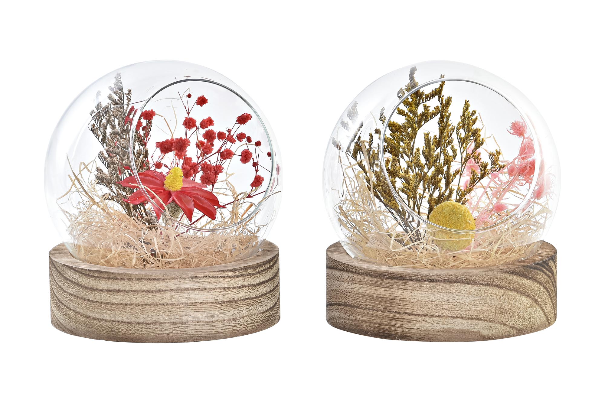 DECORACION CRISTAL FLOR SECA 11X11X13 2 SURT.