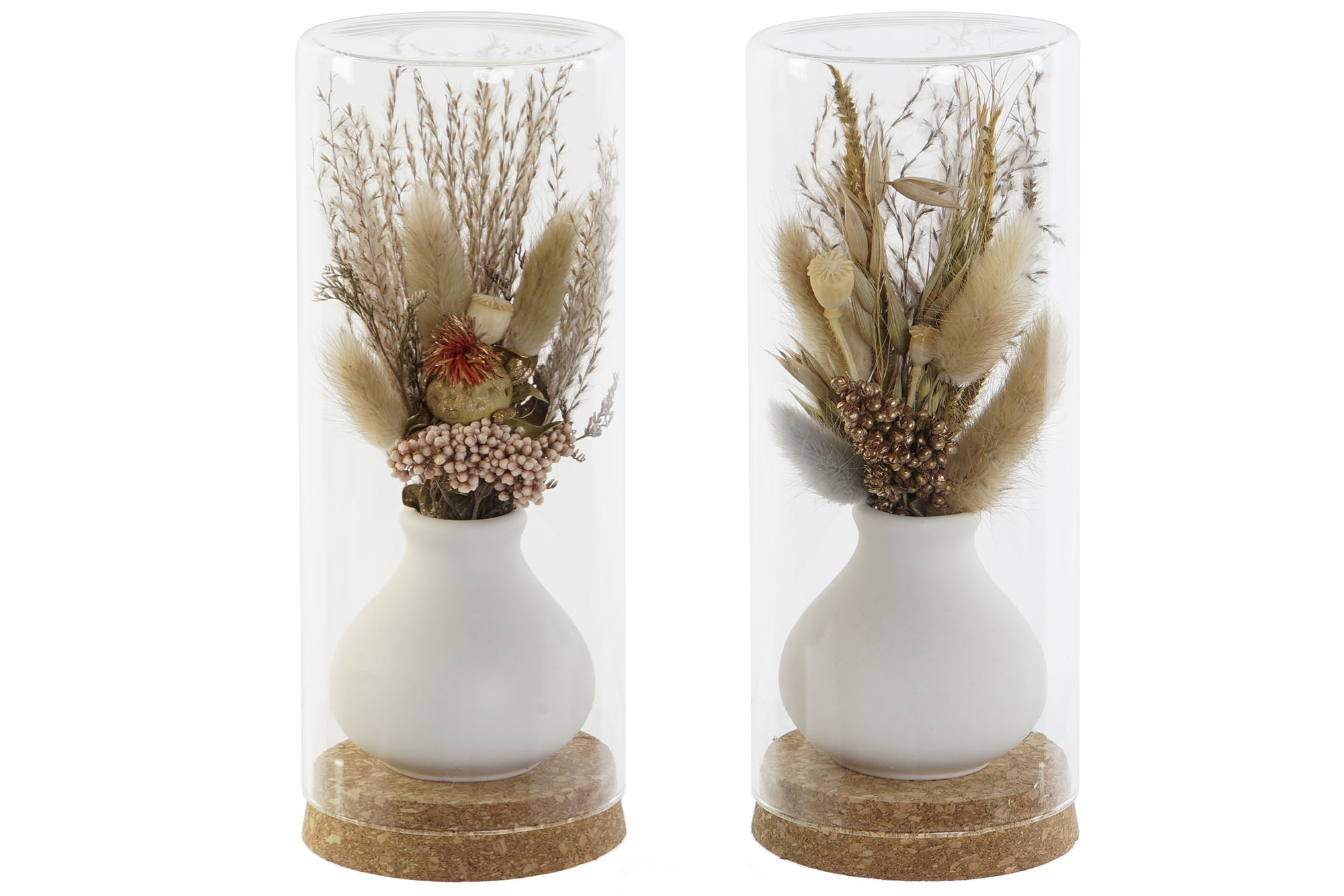 DECORACION FLOR SECA CRISTAL 8,5X8,5X20 2 SURT.