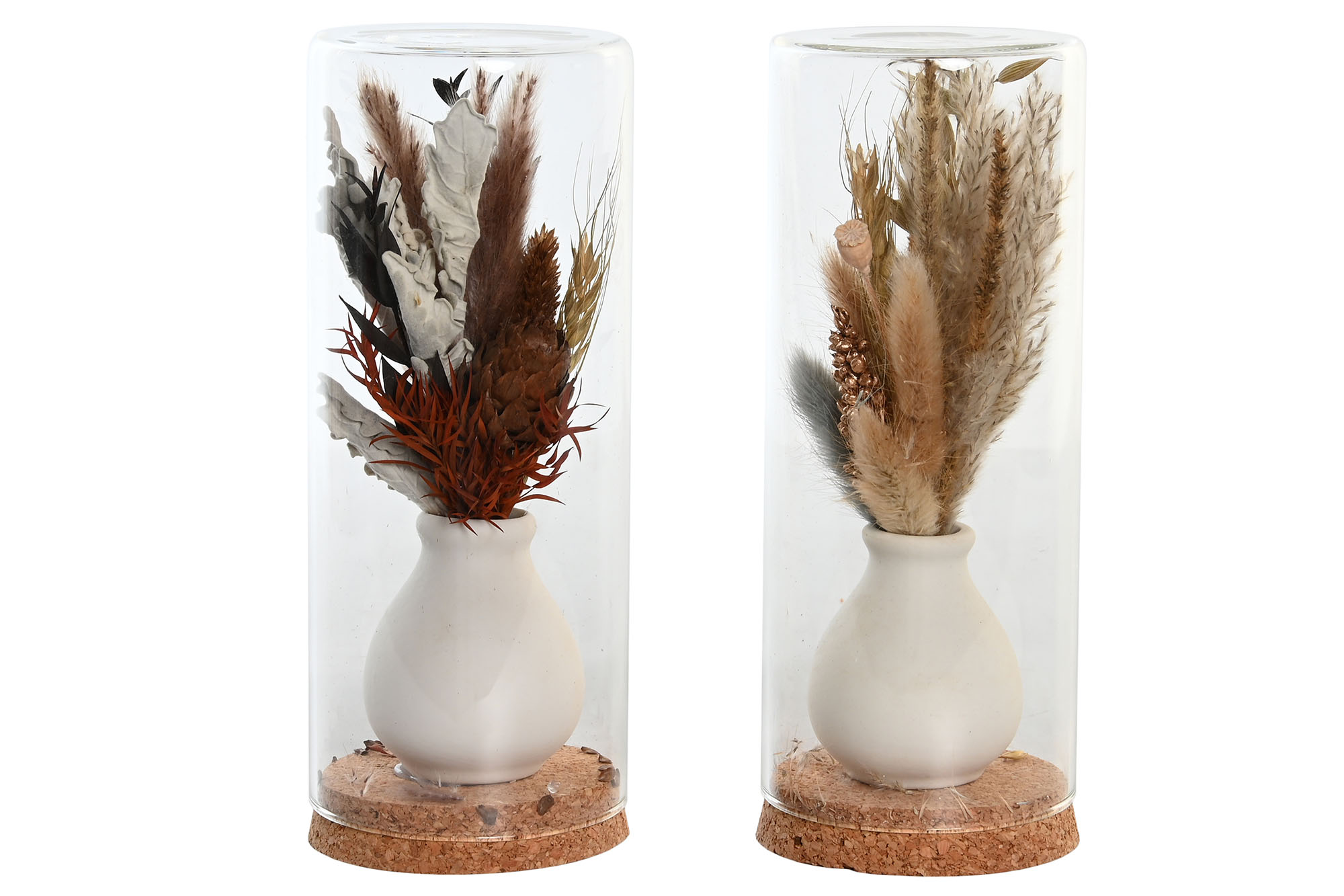 DECORACION FLOR SECA CRISTAL 8,5X8,5X20 2 SURT.
