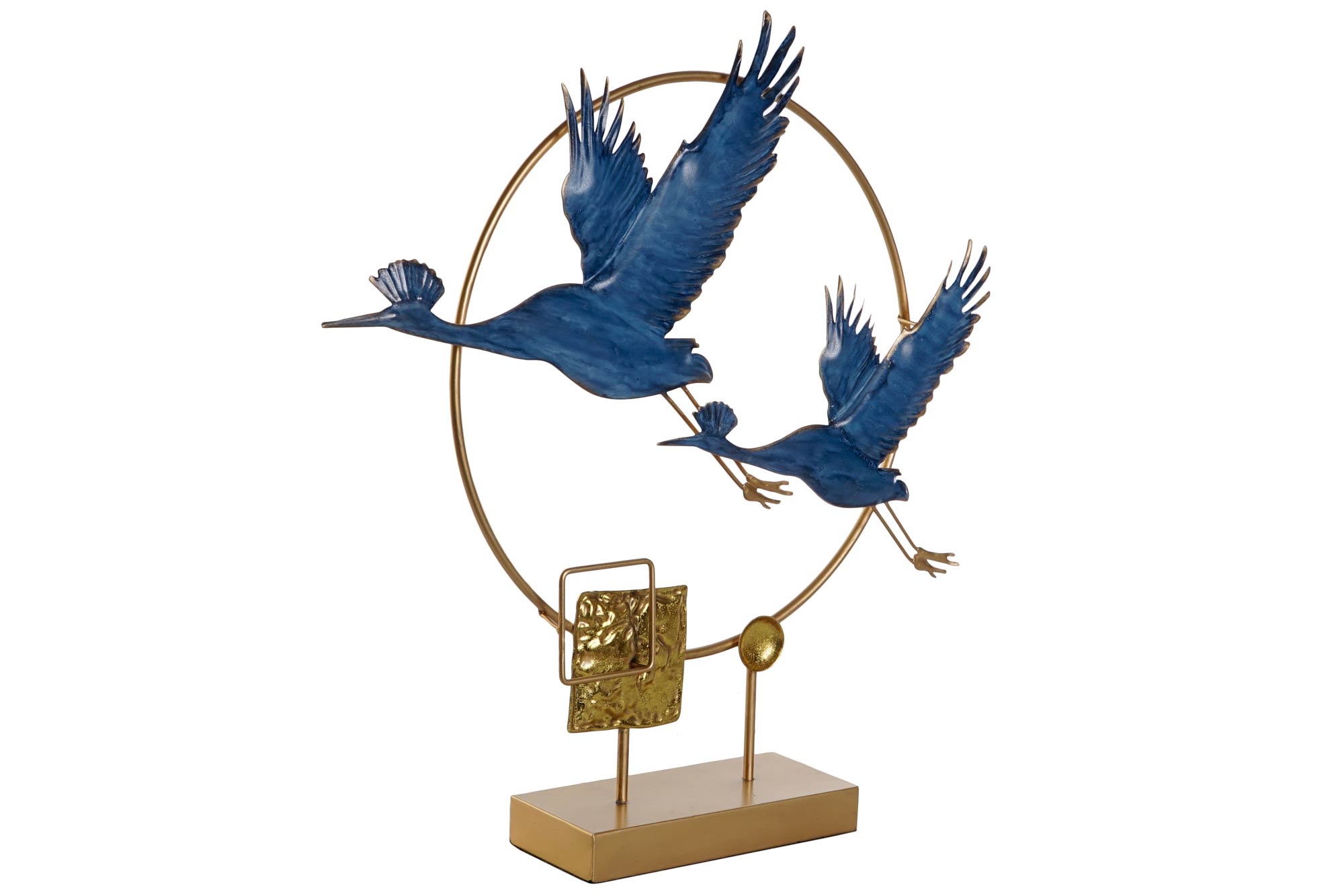 DECORACION METAL 51X9X51 GARZAS AZUL