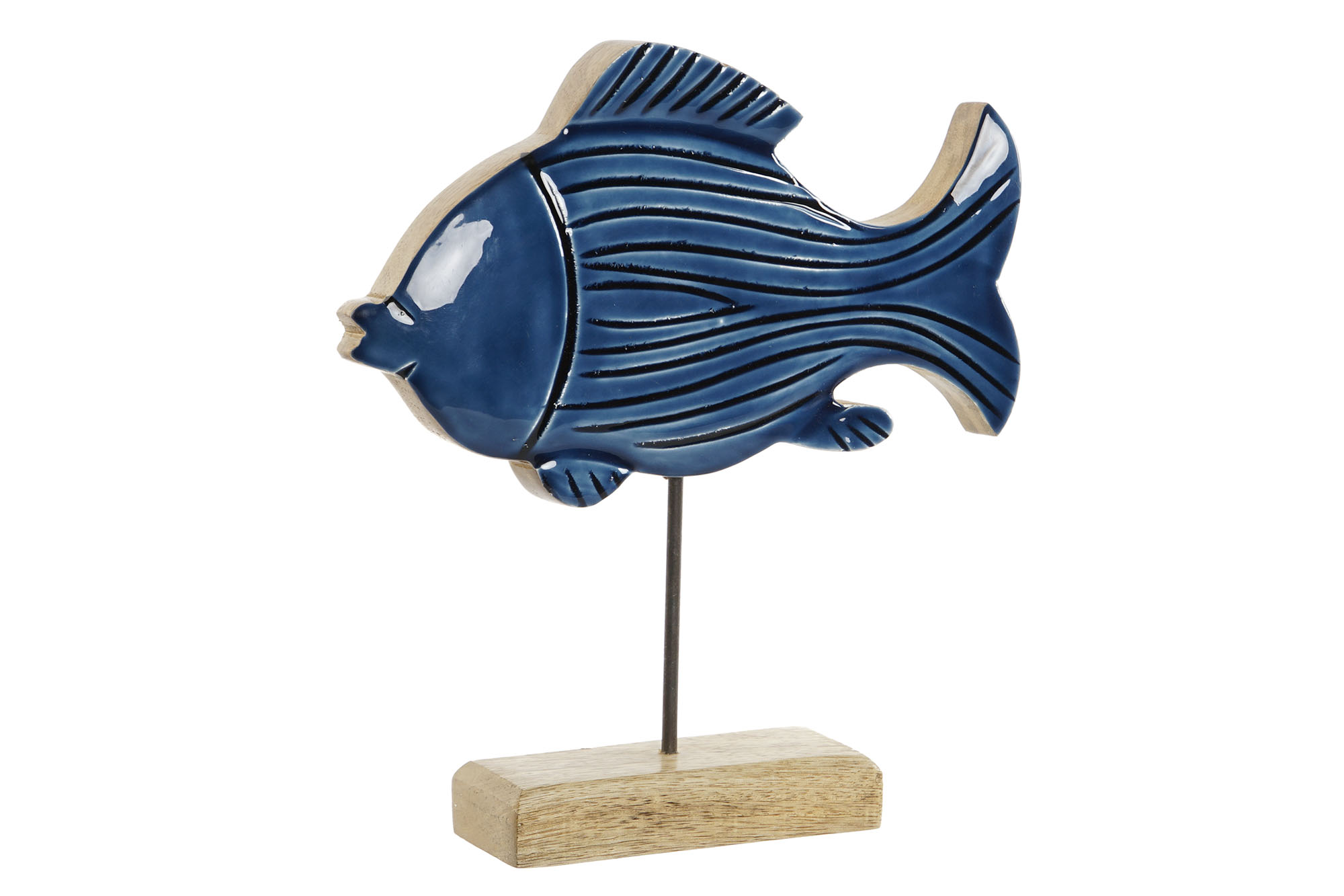 DECORACION MANGO METAL 23X5X25 PEZ AZUL