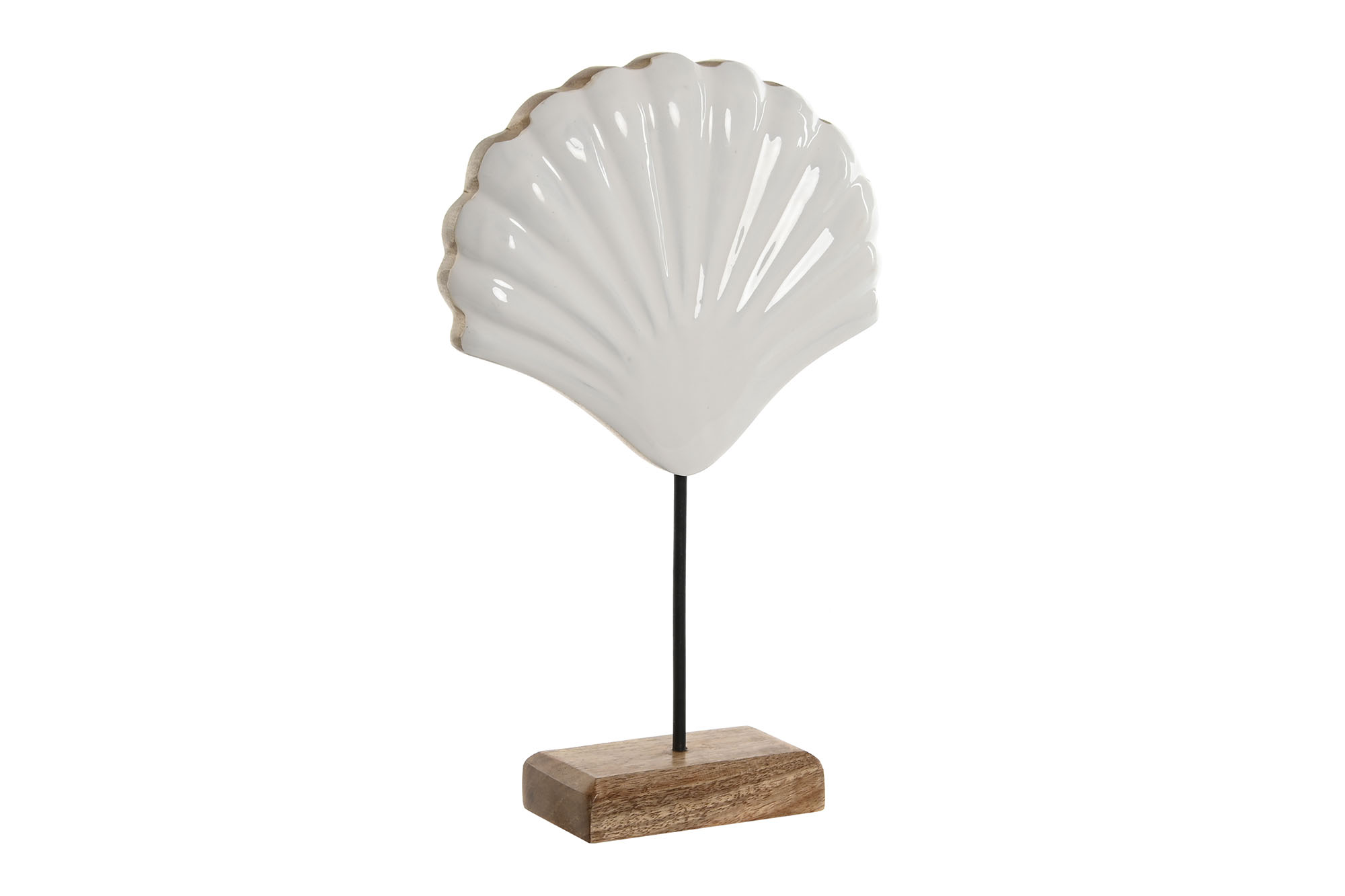 DECORACION MANGO METAL 17X5X29 CONCHA BLANCO