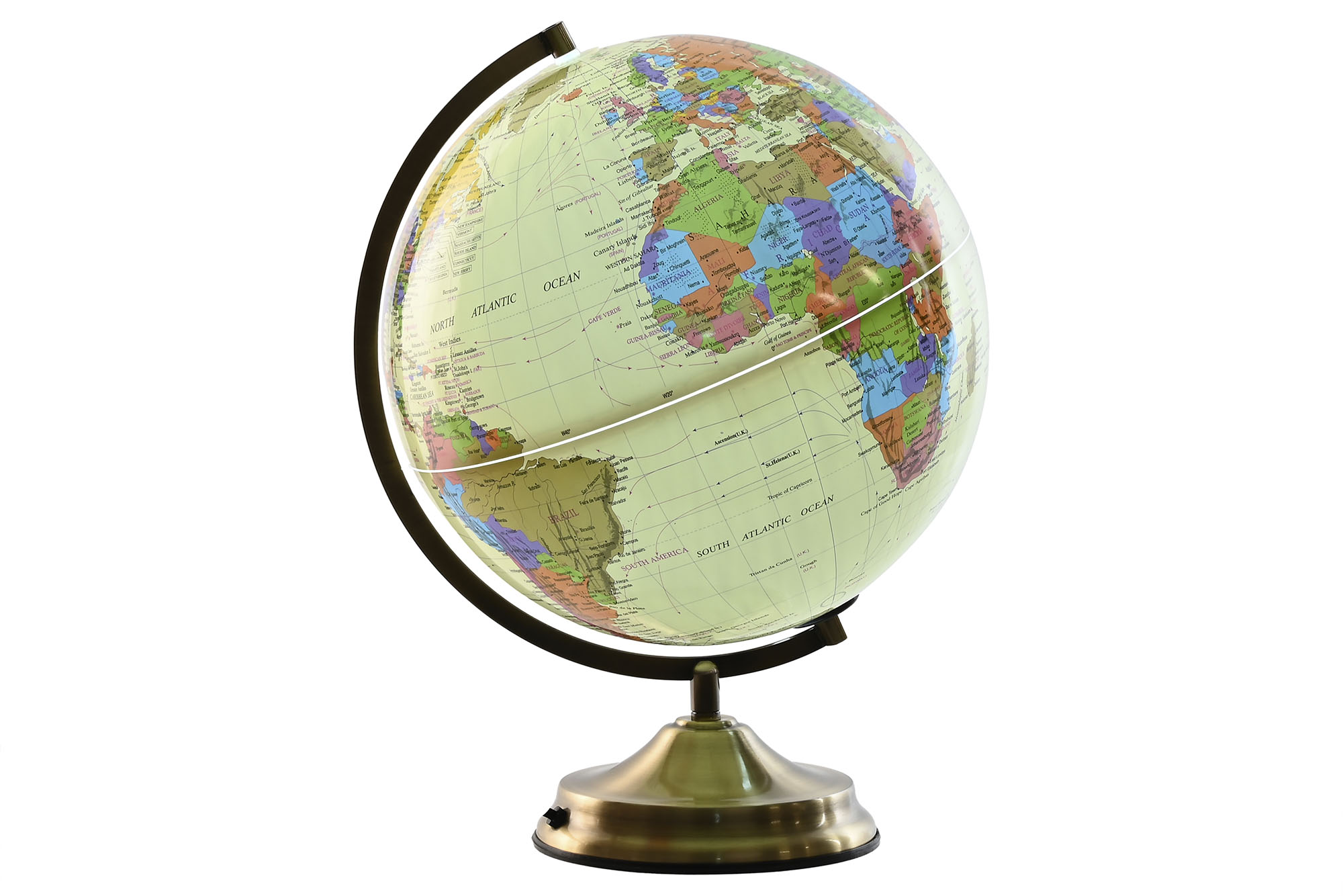 GLOBO TERRAQUEO PVC 33X32X42 CON LUZ DORADO