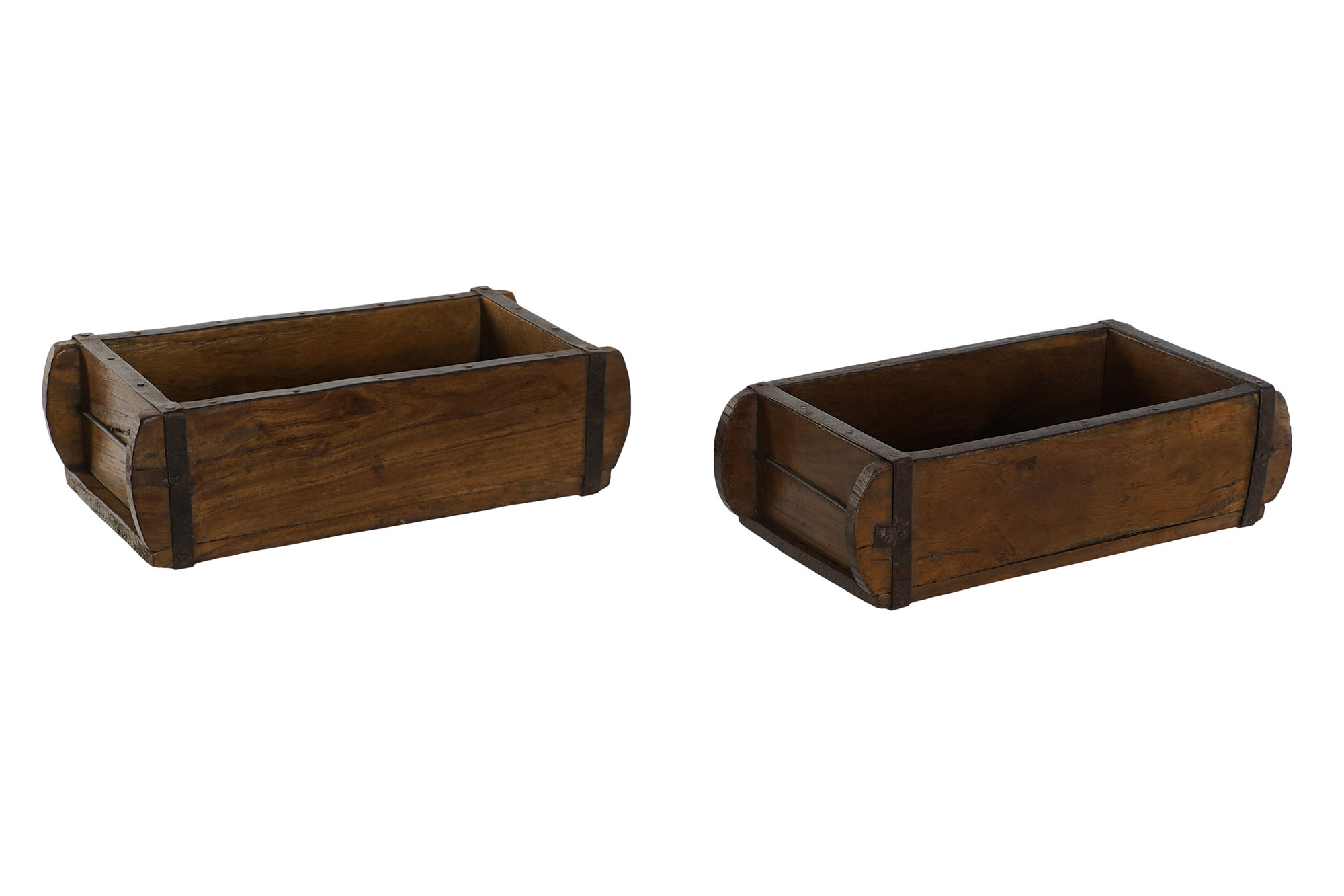 CENTRO MESA TECA 33X15X10 MOLDE LADRILLO. MARRON