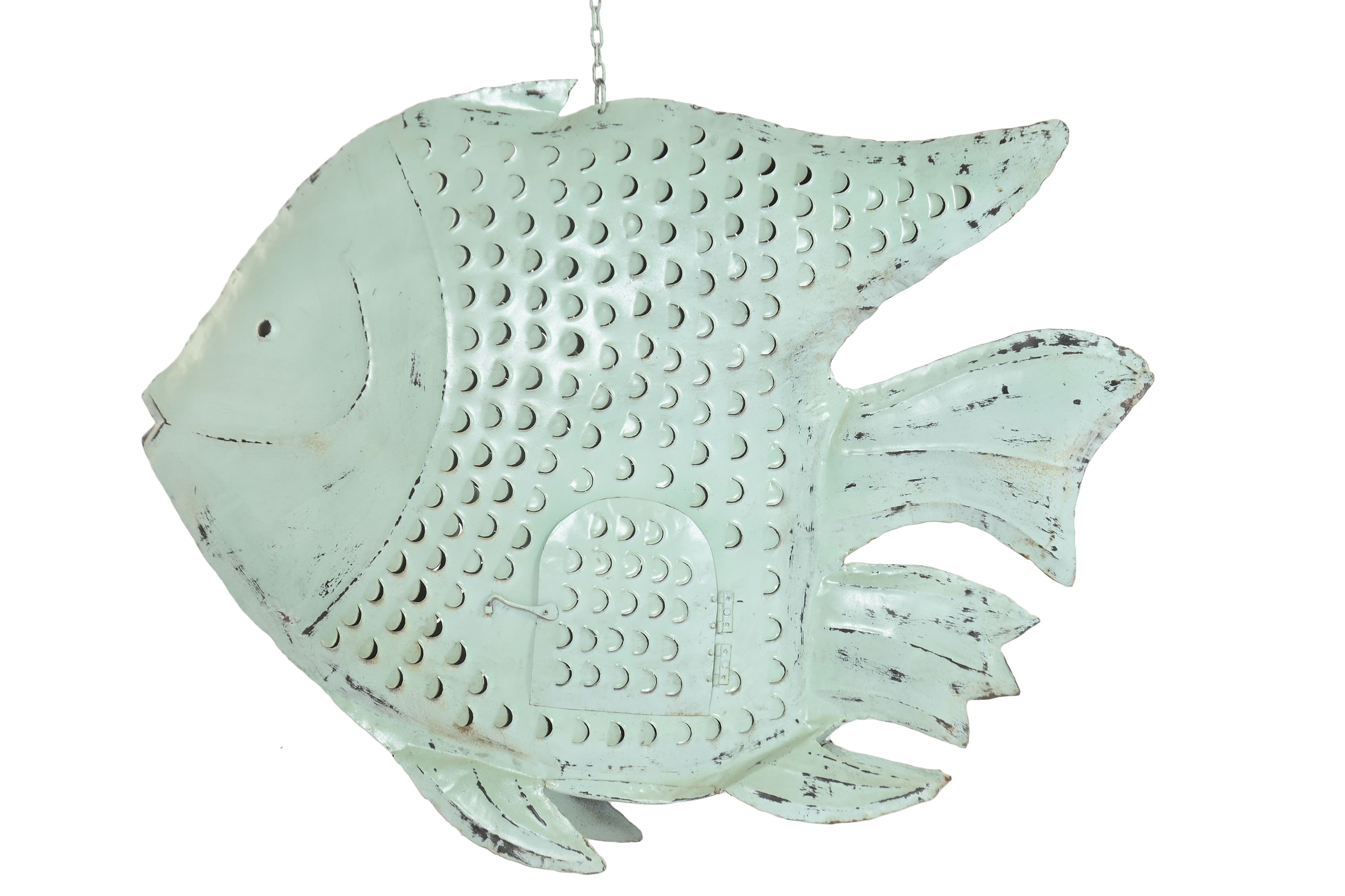 DECORACION METAL 108X16X80 PEZ AZUL CELESTE
