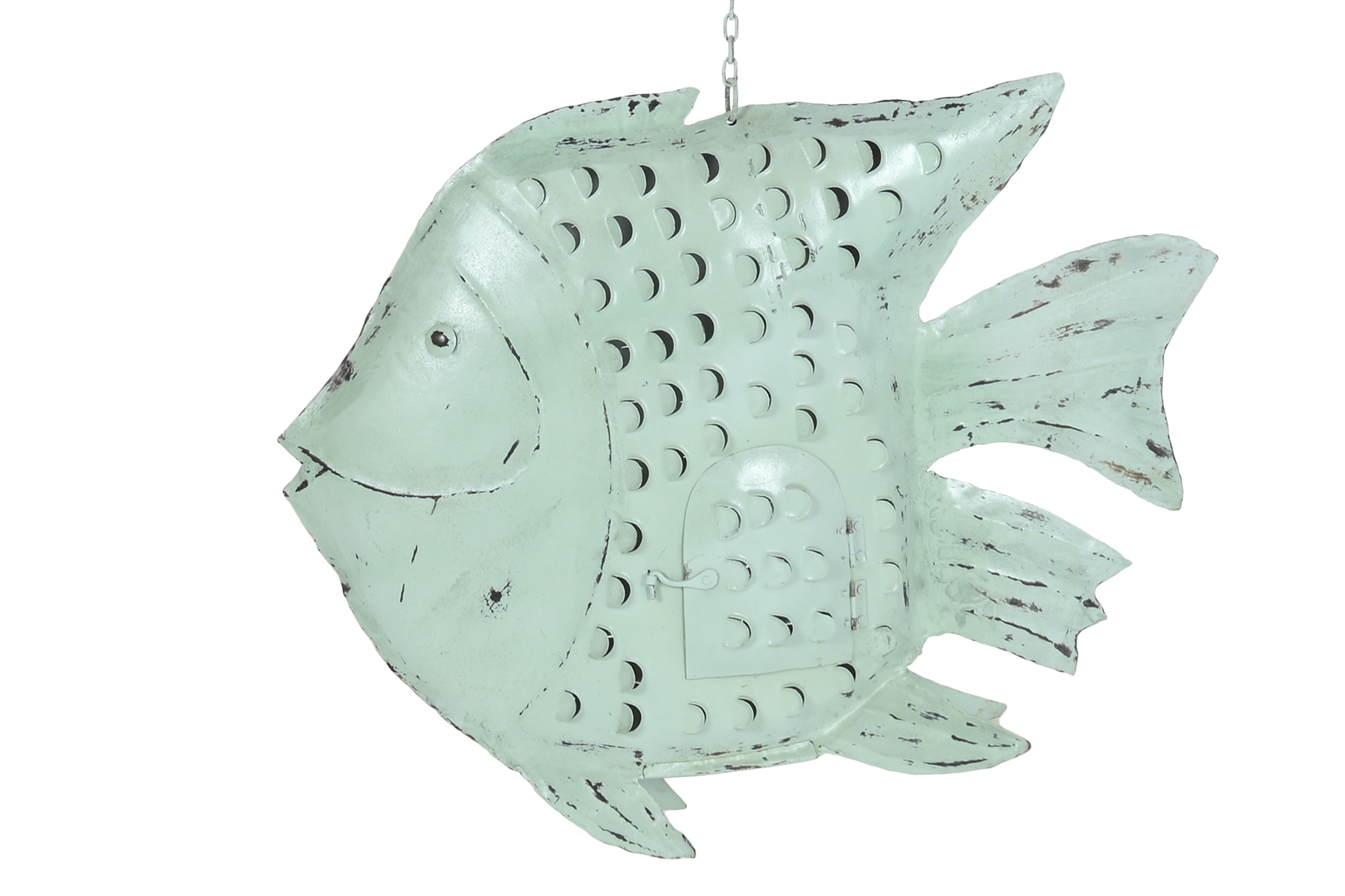 DECORACION METAL 80X12X60 PEZ AZUL CELESTE