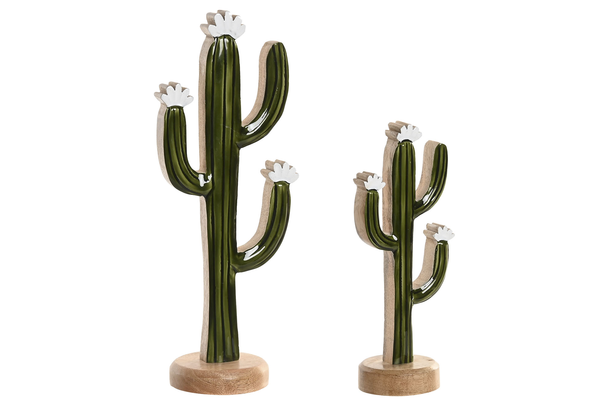 DECORACION SET 2 MANGO 15X8X35 CACTUS LACADO VERDE