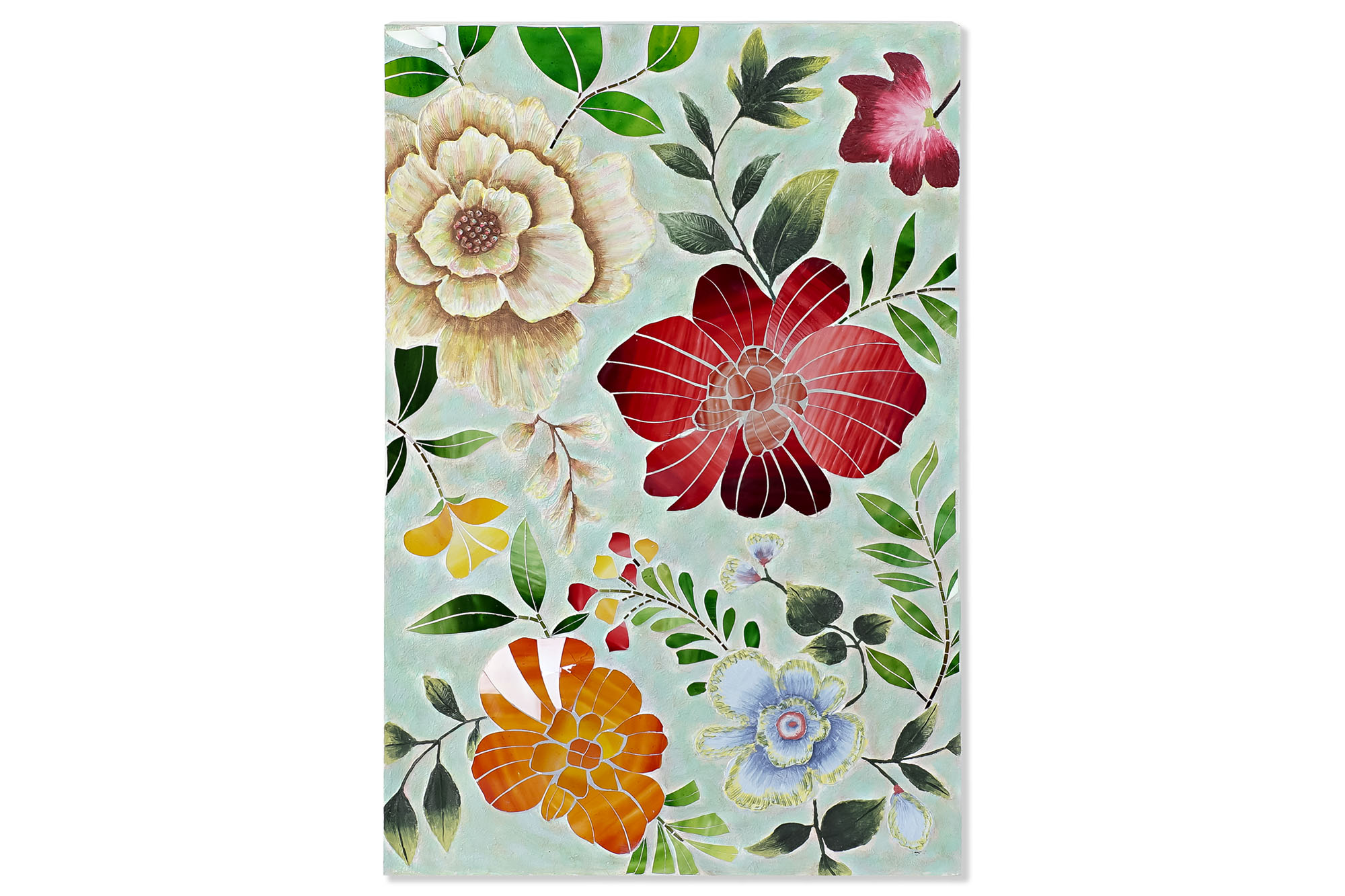 DECORACION PARED CRISTAL LIENZO 80X4X120 FLORES