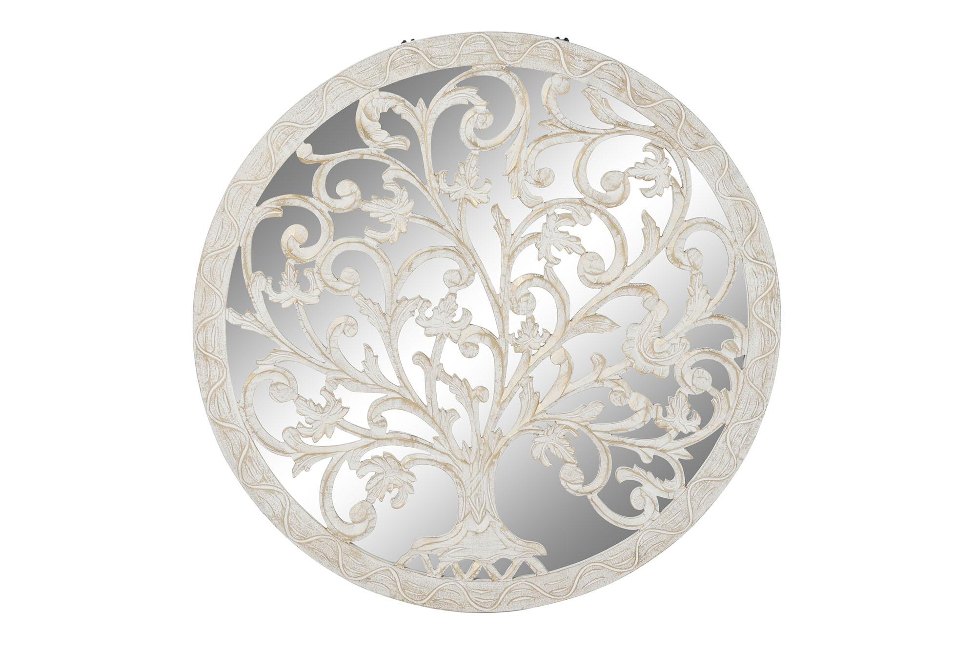 DECORACION PARED MDF ESPEJO 90X2X90 ARBOL BLANCO