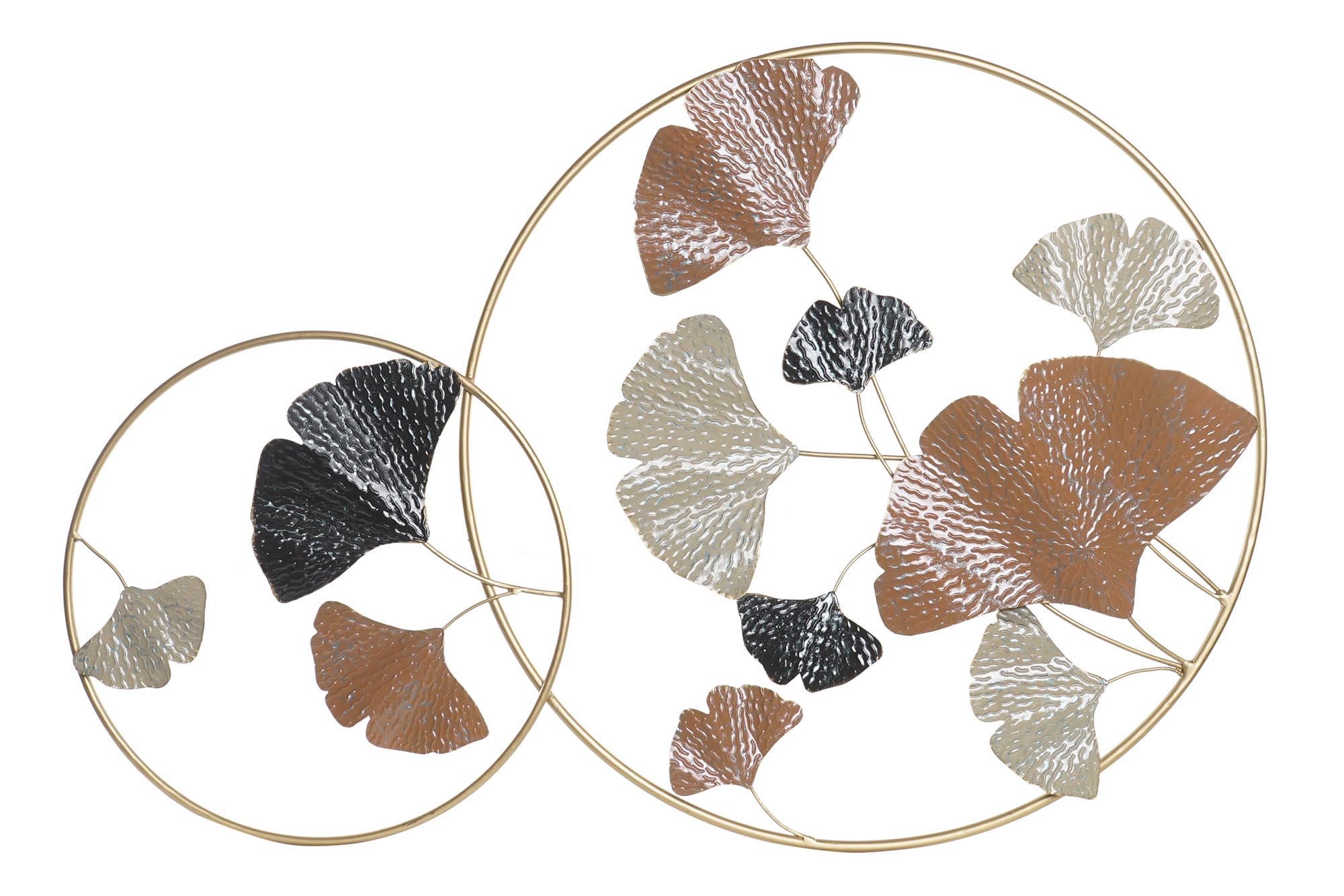 DECORACION PARED METAL 103,5X7X67 HOJAS TERRACOTA