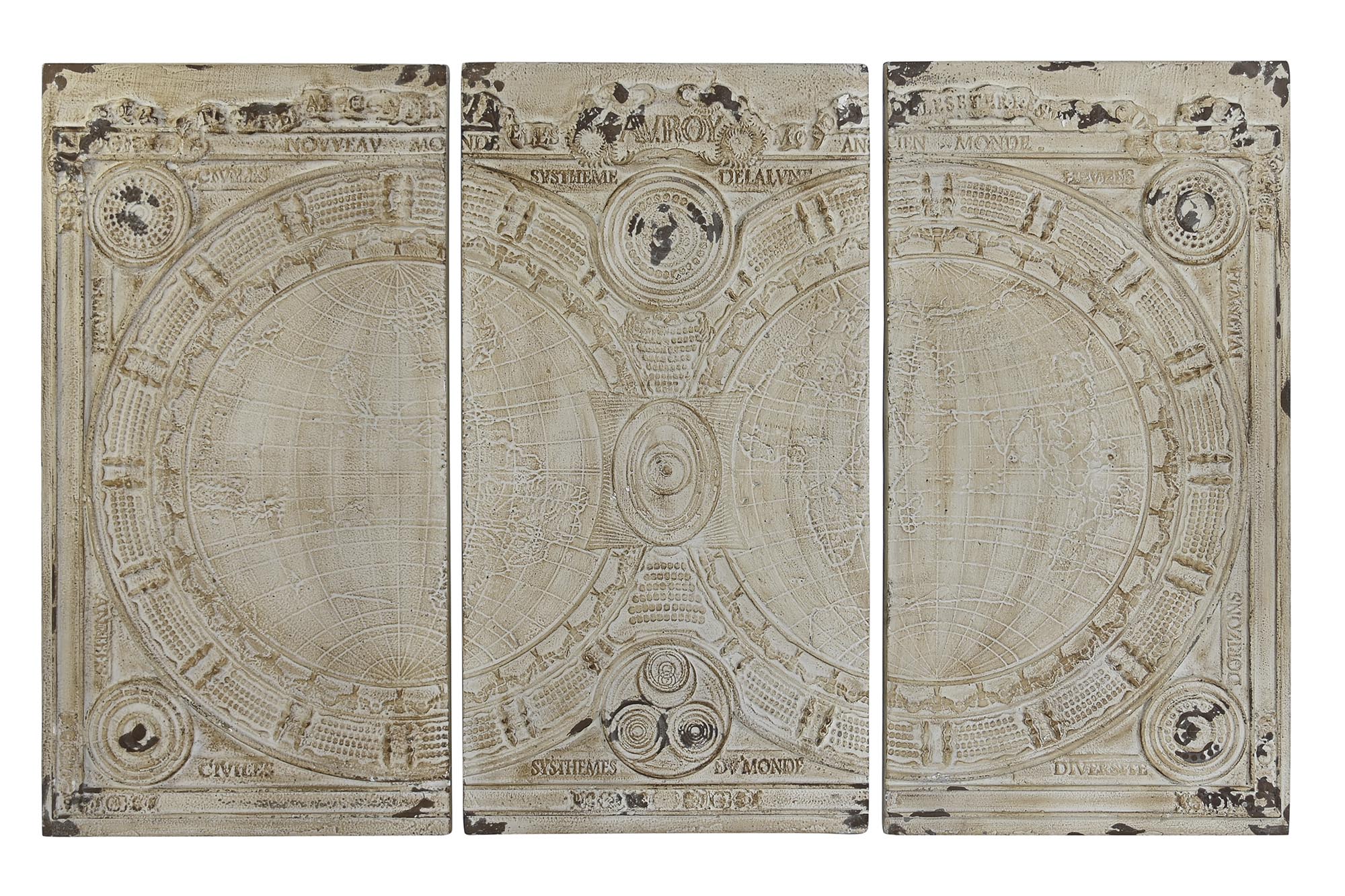 DECORACION PARED SET 3 RESINA 178X4X112 BEIGE