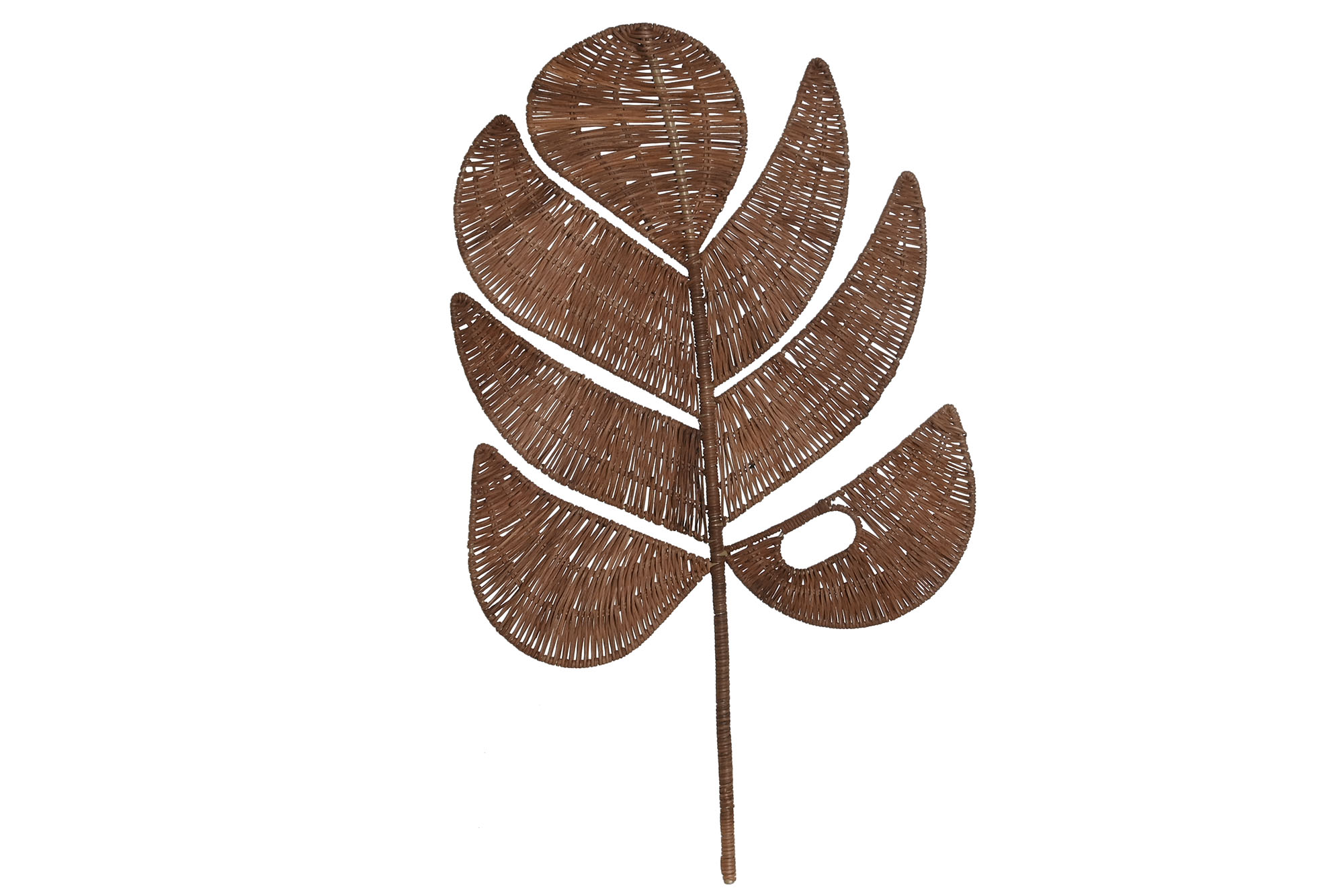 DECORACION PARED RATAN METAL 44X1X70 HOJA NATURAL