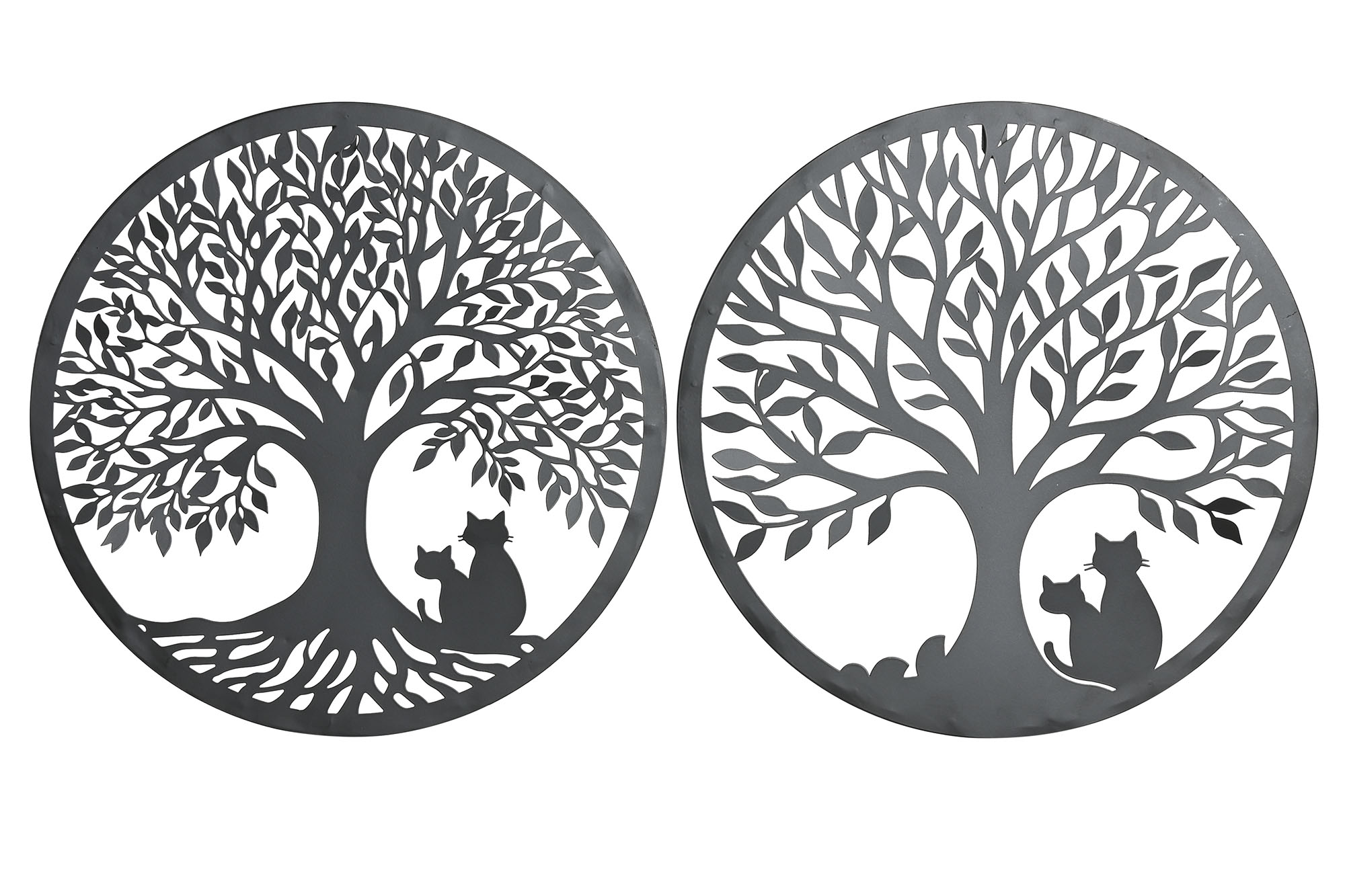 DECORACION PARED METAL 40X1X40 ARBOL GATO 2 SURT.