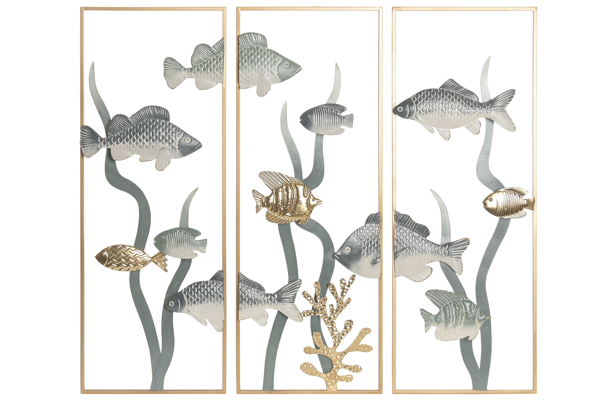 DECORACION PARED SET 3 METAL 90X3,8X80,5 MARINO