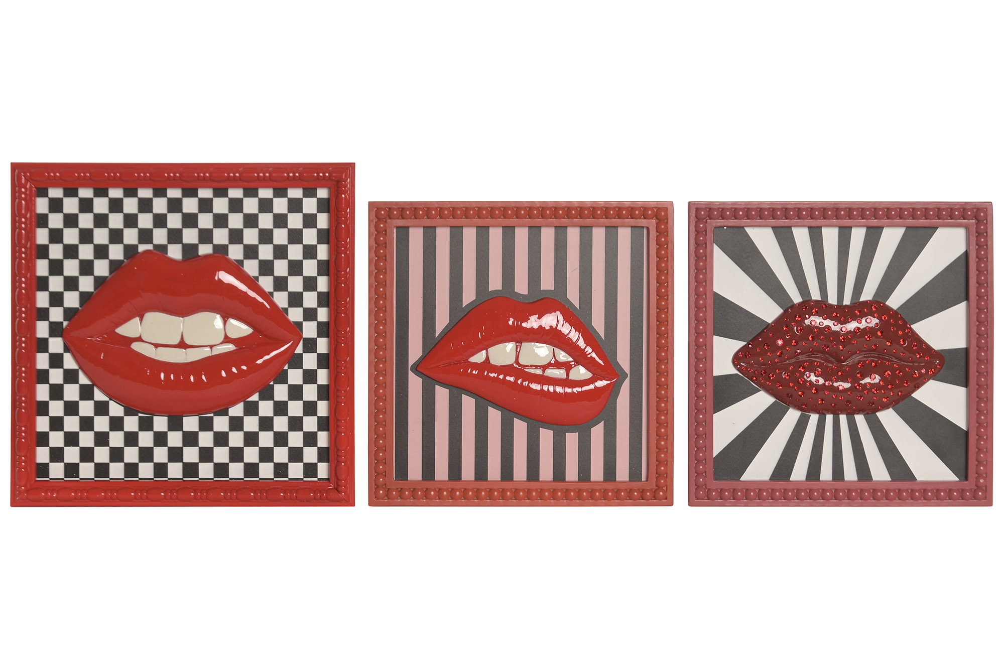 DECORACION PARED RESINA 25X2,5X25 LABIOS 3 SURT.