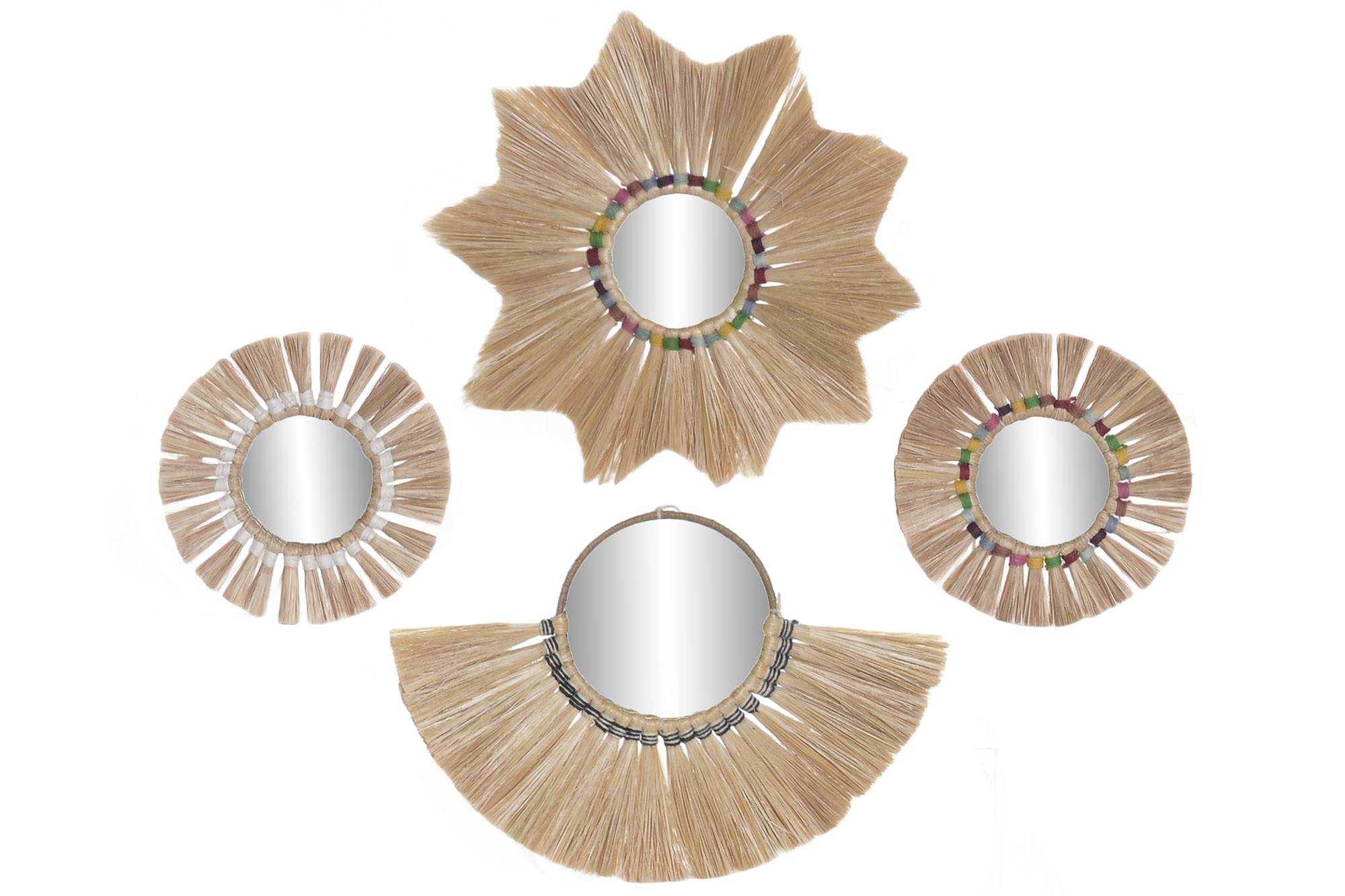 DECORACION PARED SET 4 RAFIA CRISTAL 40X1,5X32