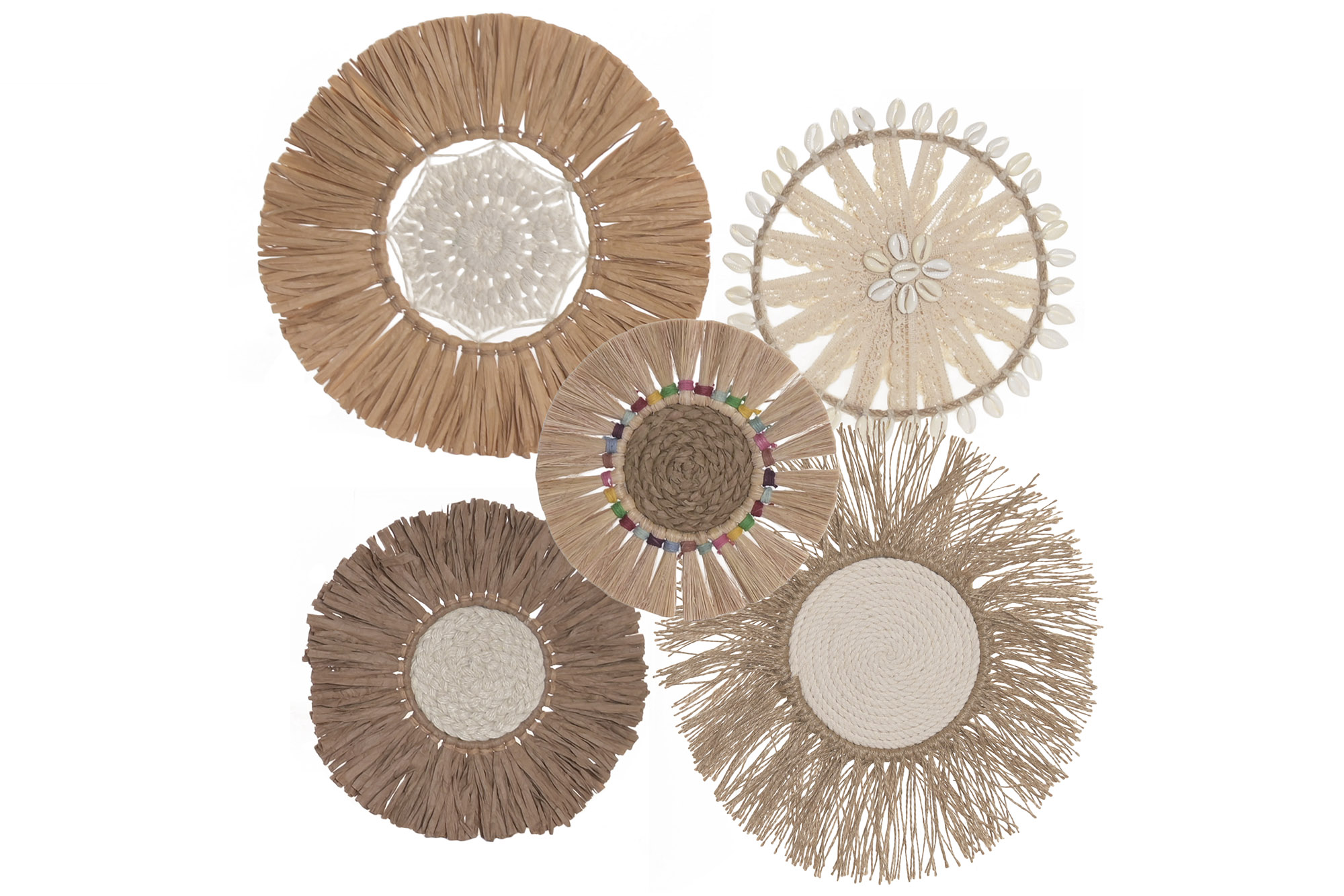 DECORACION PARED SET 5 RAFIA YUTE 21X1,5X21