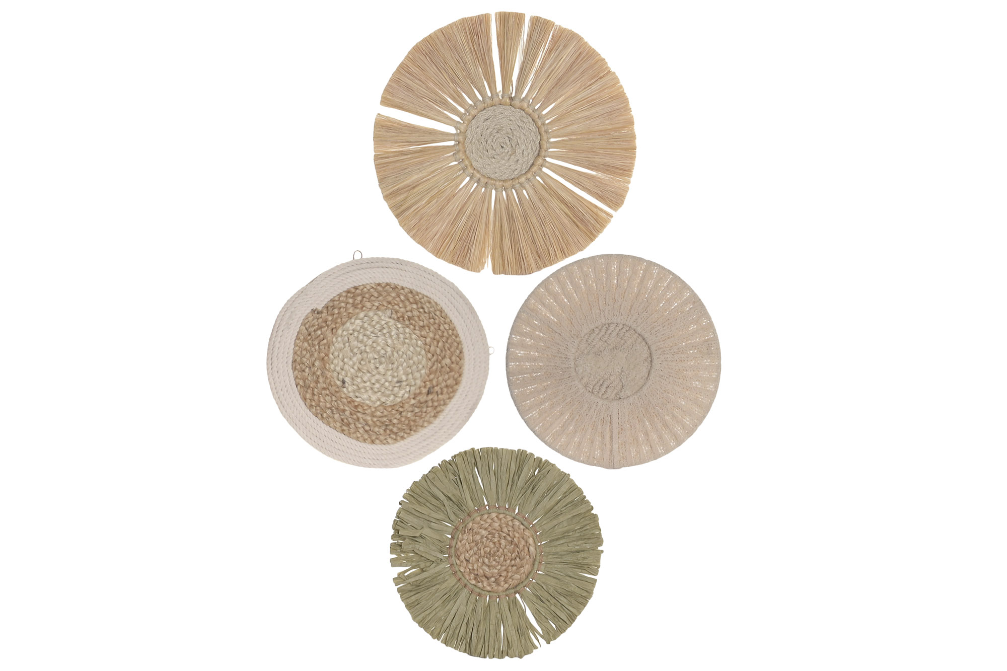 DECORACION PARED SET 4 RAFIA YUTE 25,5X0,5X25,5