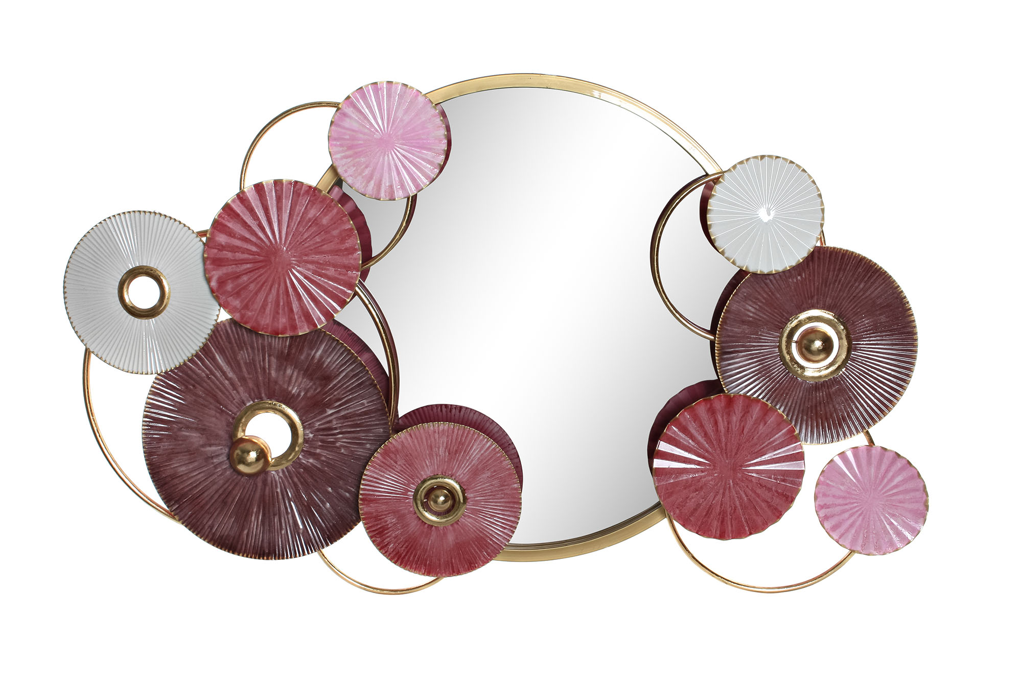 ESPEJO METAL ESPEJO 116X8X71 CIRCULOS ROSA OSCURO