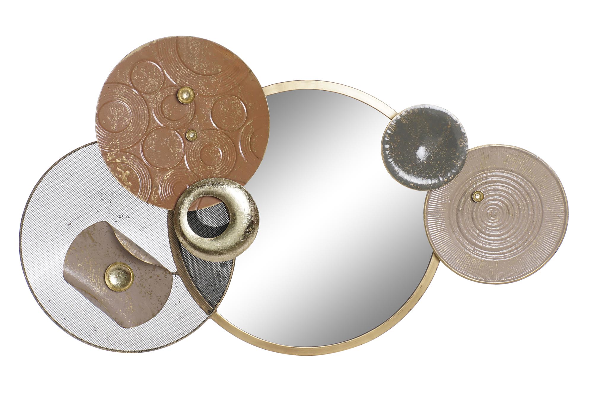 DECORACION PARED METAL ESPEJO 96,5X7X59 CIRCULOS