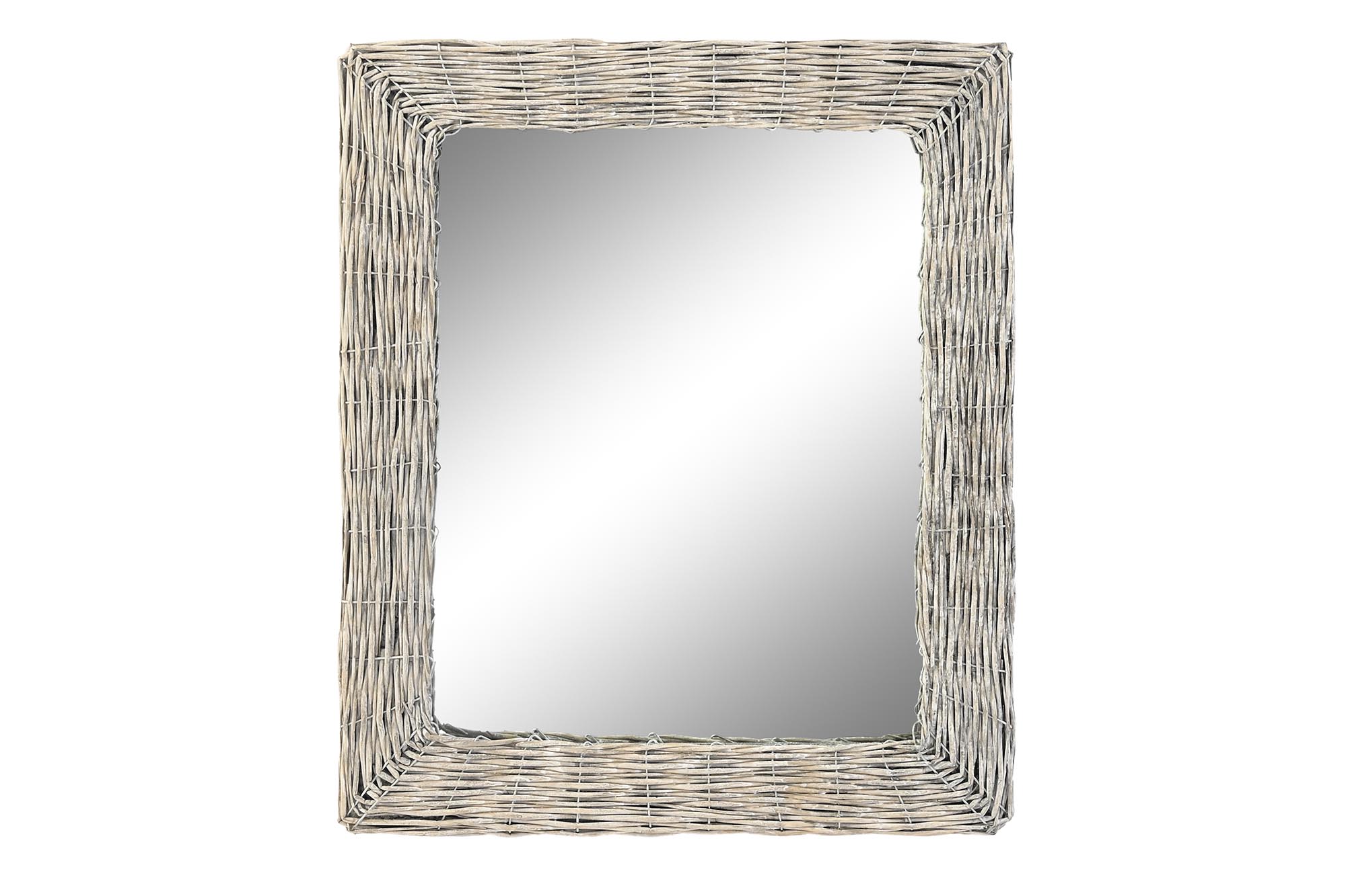 ESPEJO MIMBRE CRISTAL 52,5X4X63 TRENZADO GRIS