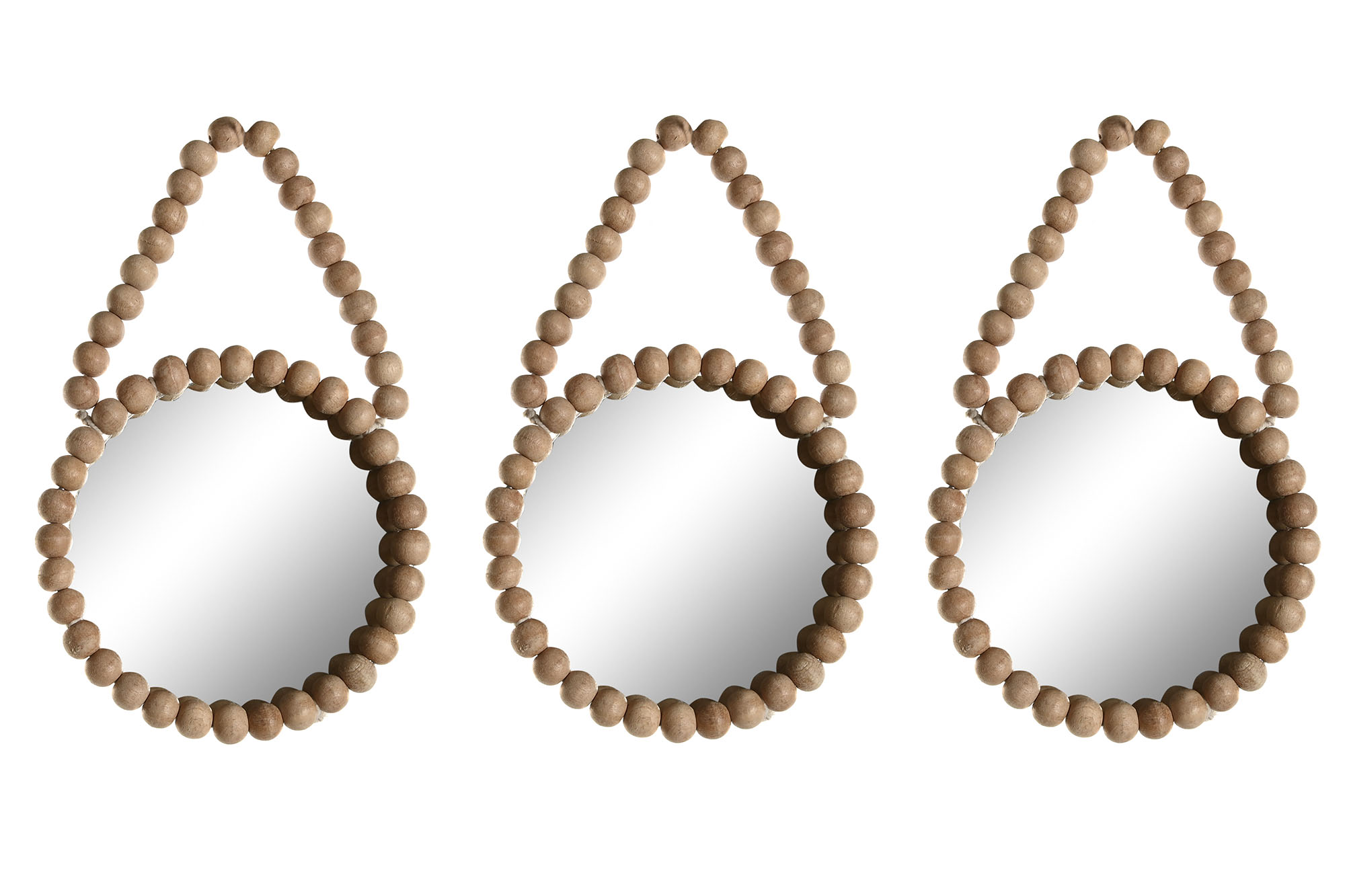 ESPEJO SET 3 MADERA CRISTAL 15X1X24 BOLITAS